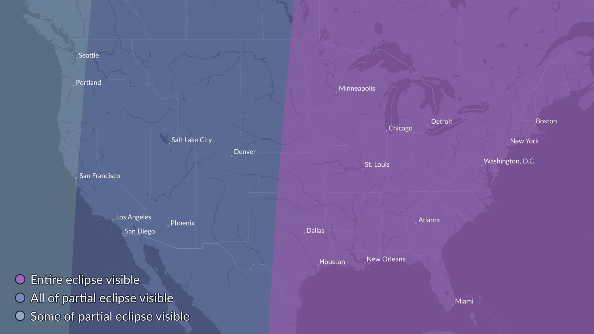 September 2024 Lunar eclipse visibility map USA