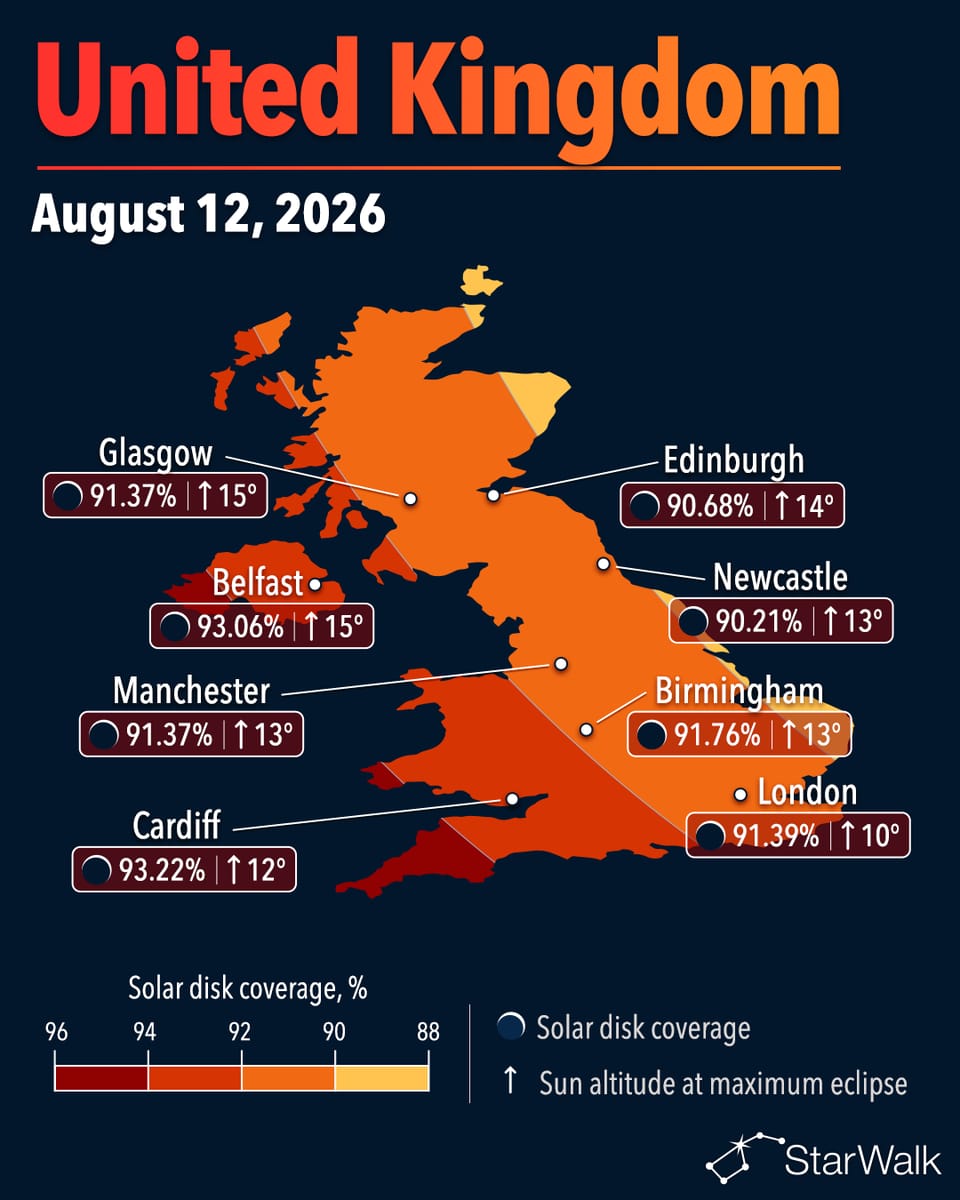 Solar Eclipse 2026 UK: Sun Coverage and Path Map