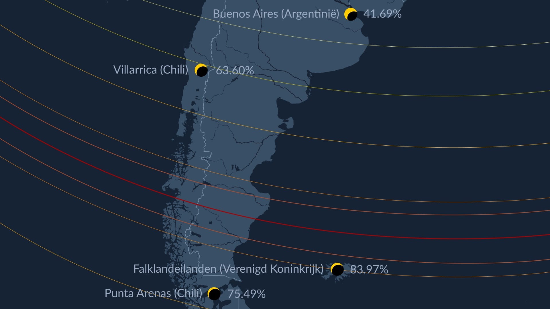 Locations where a partial eclipse will be visible on October 2, 2024.