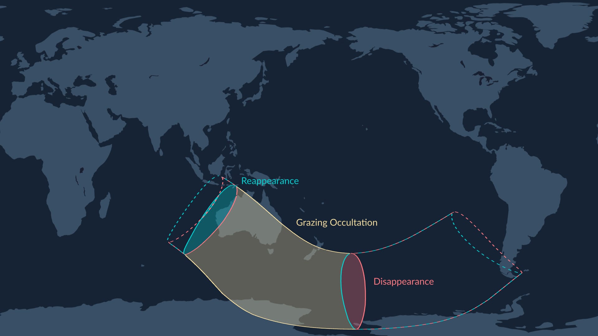 Visibility of the lunar occultation of Antares on March 20.