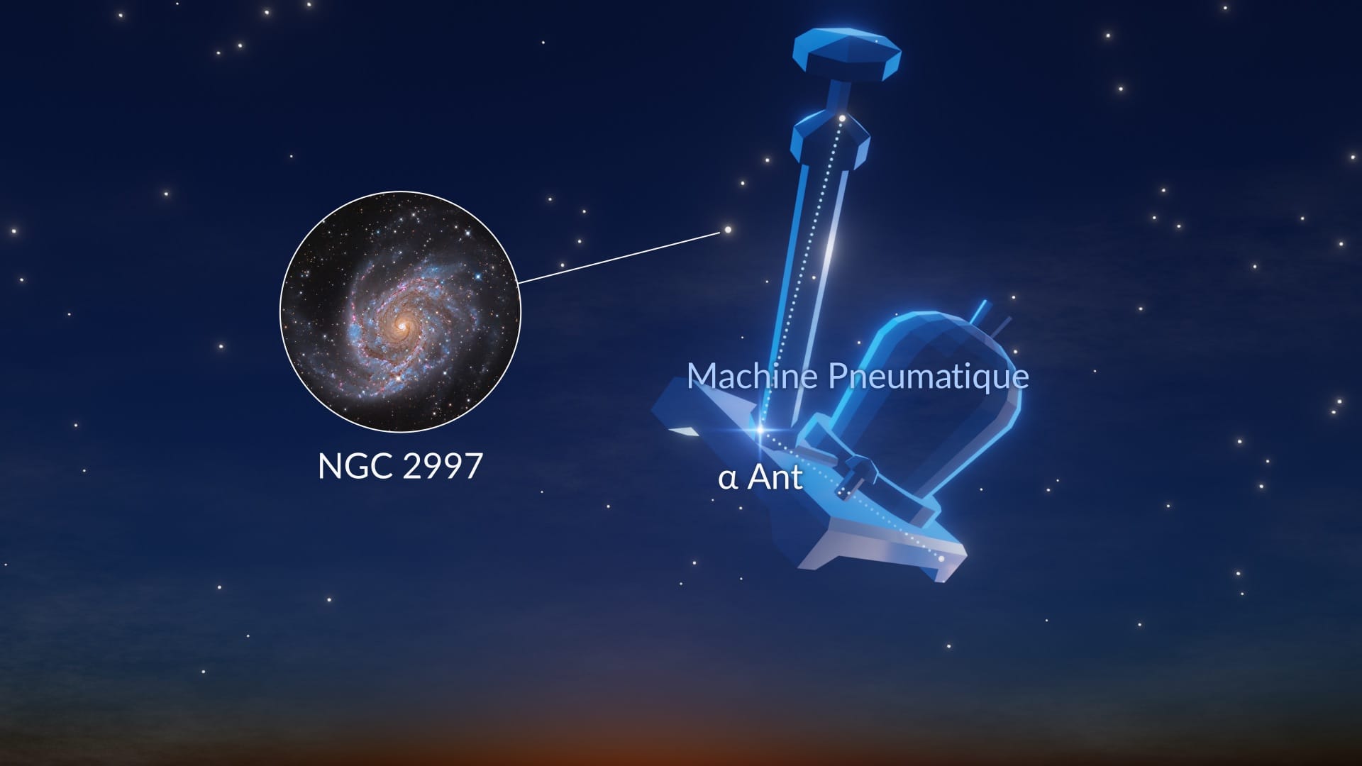 Constellation de la Machine pneumatique : les étoiles les plus brillantes et les objets du ciel profond les plus remarquables