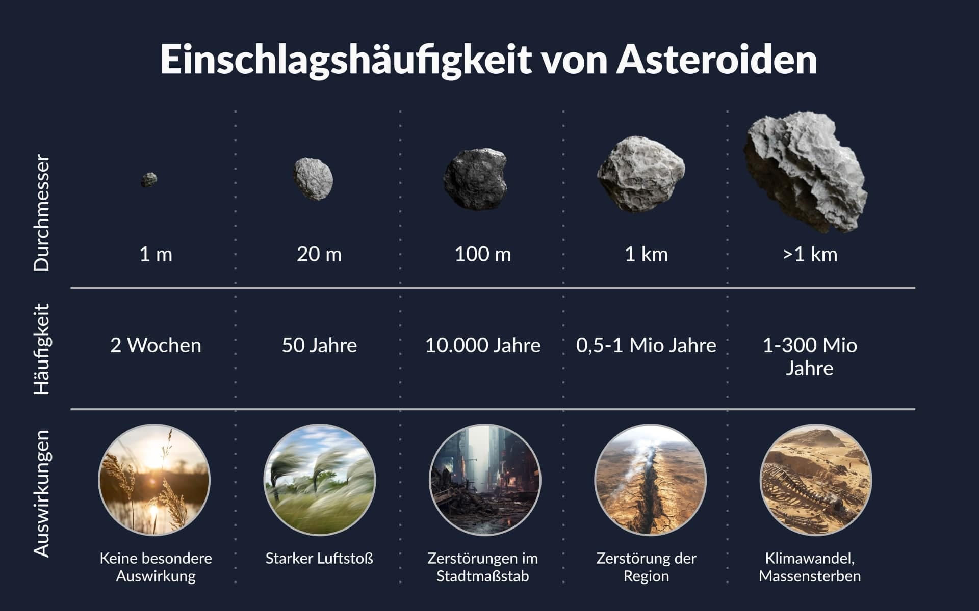 Wie oft treffen Asteroiden die Erde?