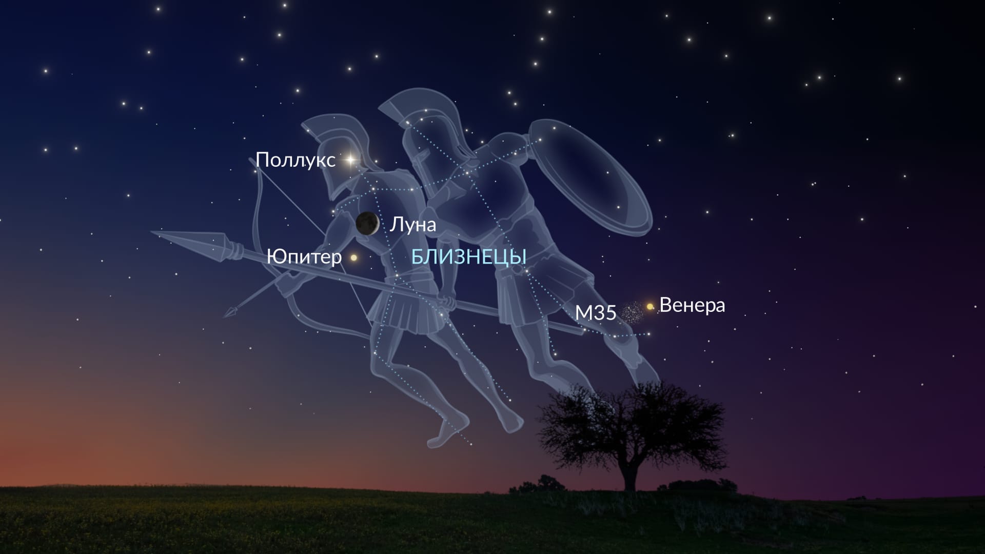 Астрономические события в мае 2026 года: Венера, Юпитер и Луна в Близнецах  