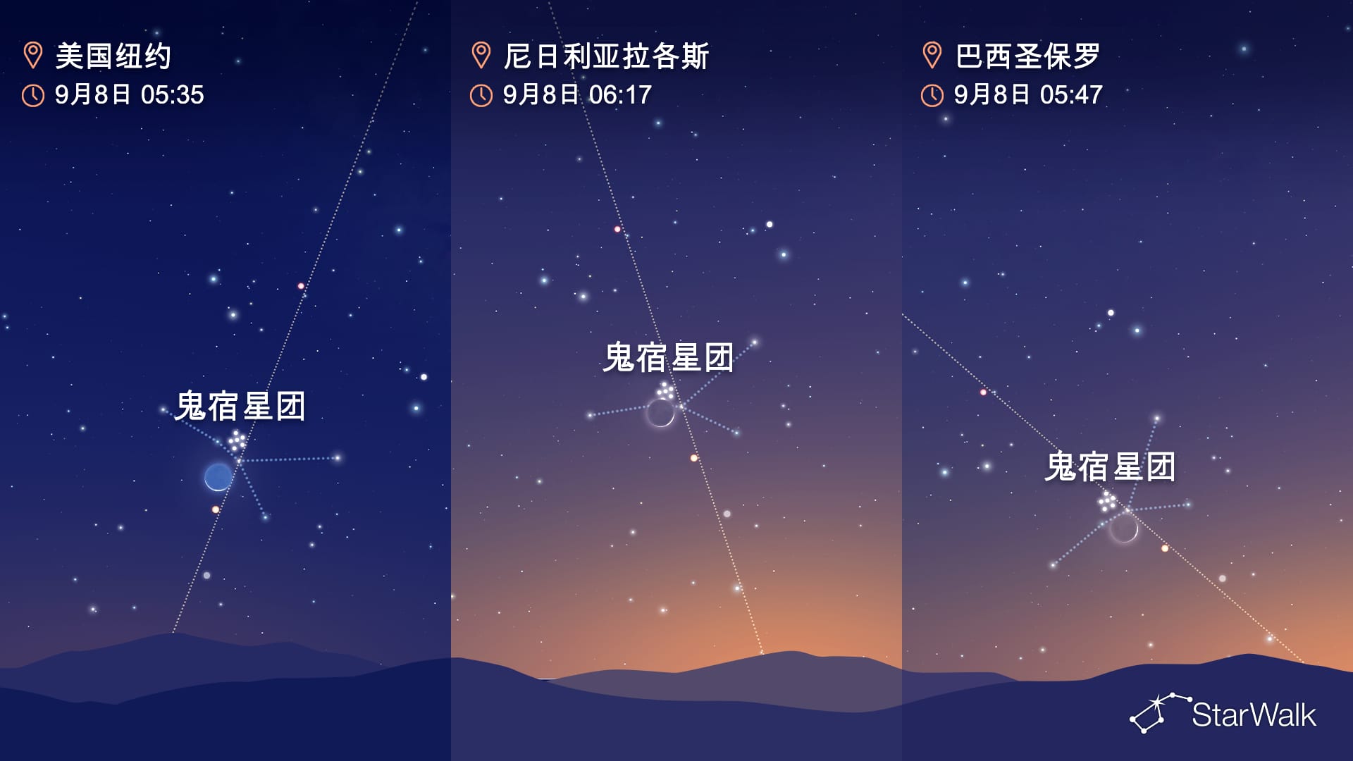 9月8日鬼宿星团接近月亮