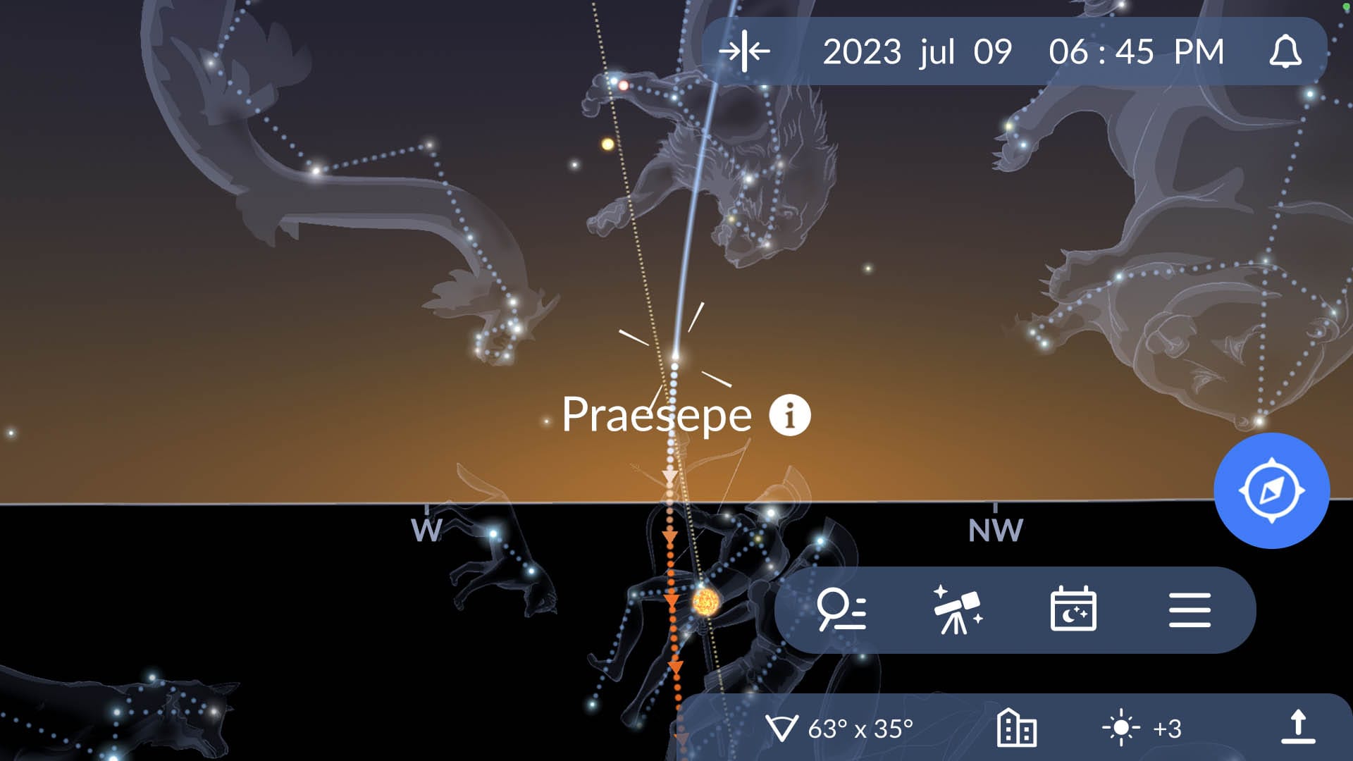 Hoe de sterrenhoop Praesepe te vinden met Sky Tonight