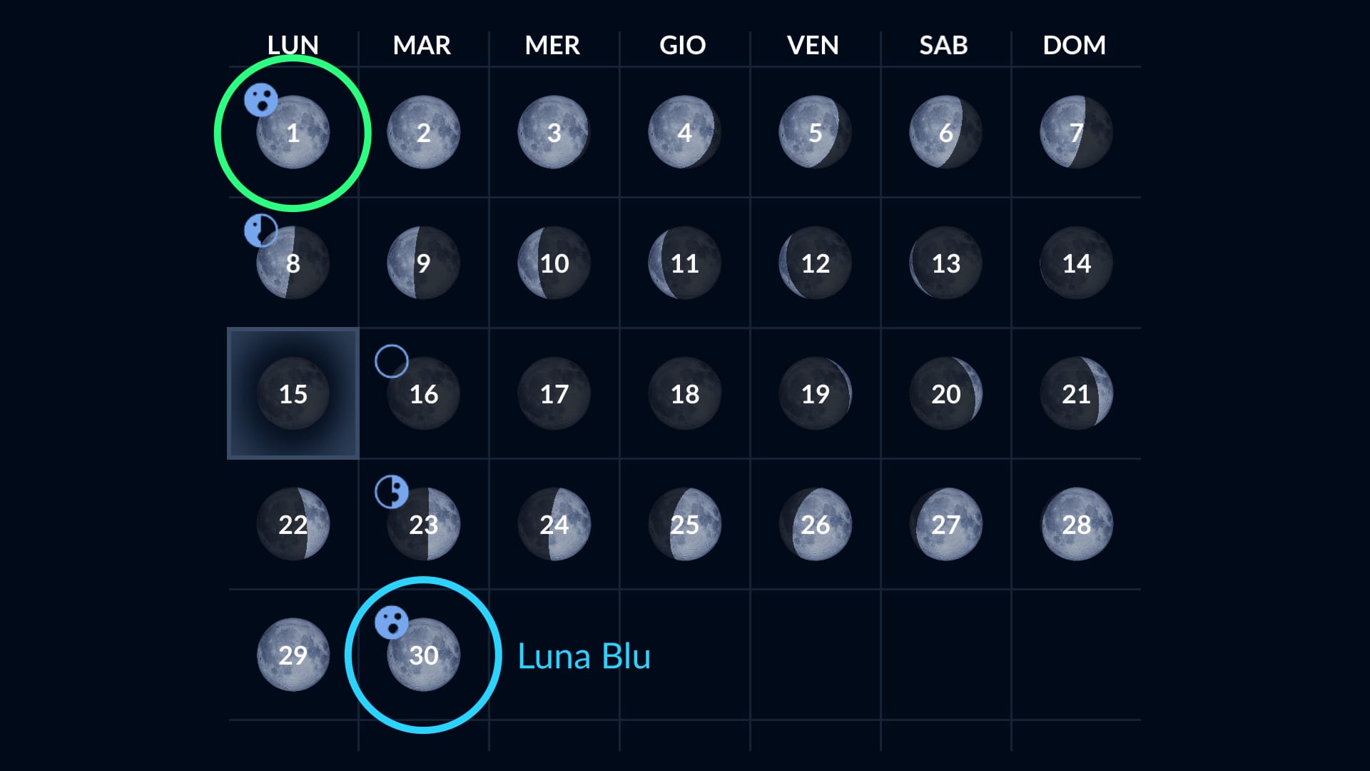 Luna Blu calendariale