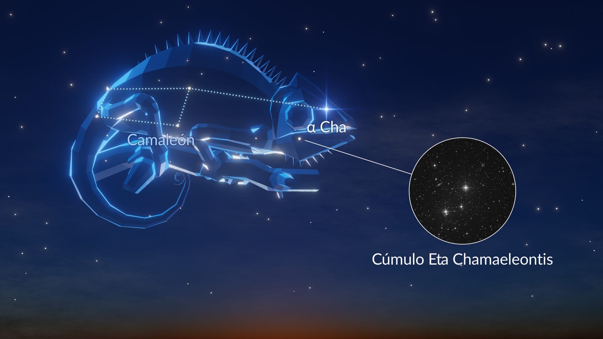 Constelación del Camaleón: las estrellas más brillantes y los objetos de cielo profundo más destacados