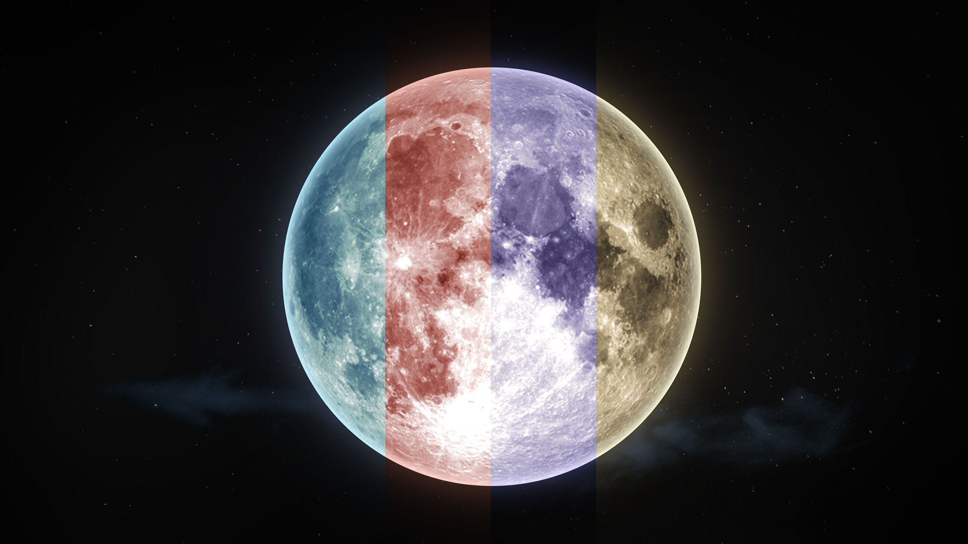 Artist’s representation of the Moon’s different colors