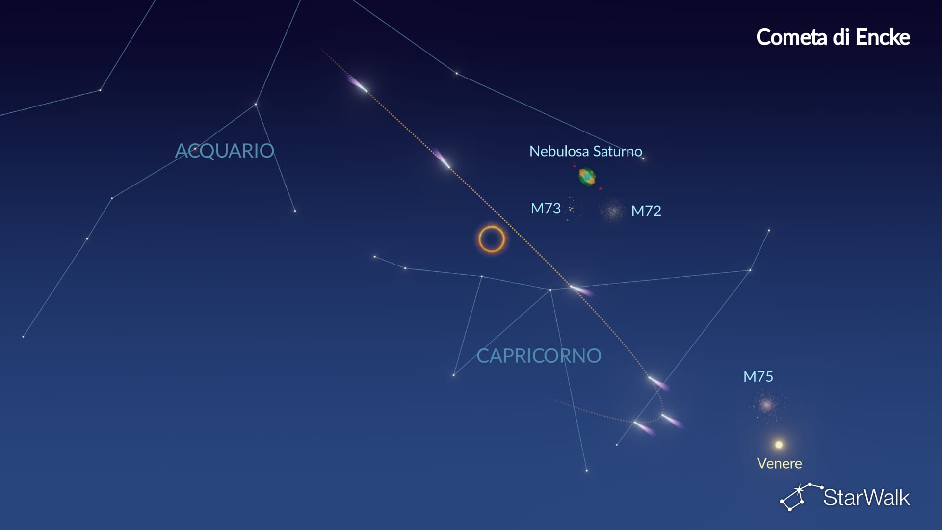 Mappa di ricerca della cometa Encke: febbraio 2027