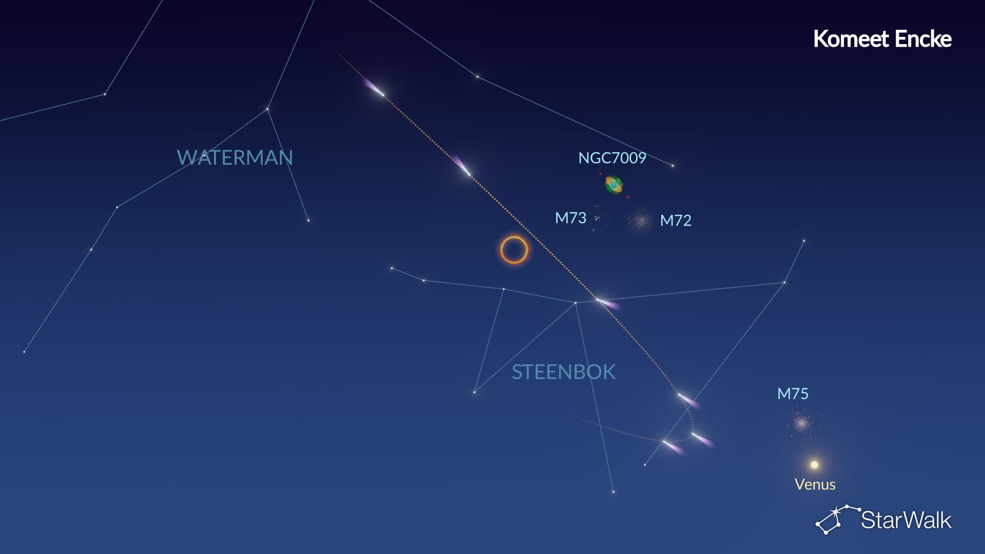Zoekkaart voor komeet Encke: februari 2027