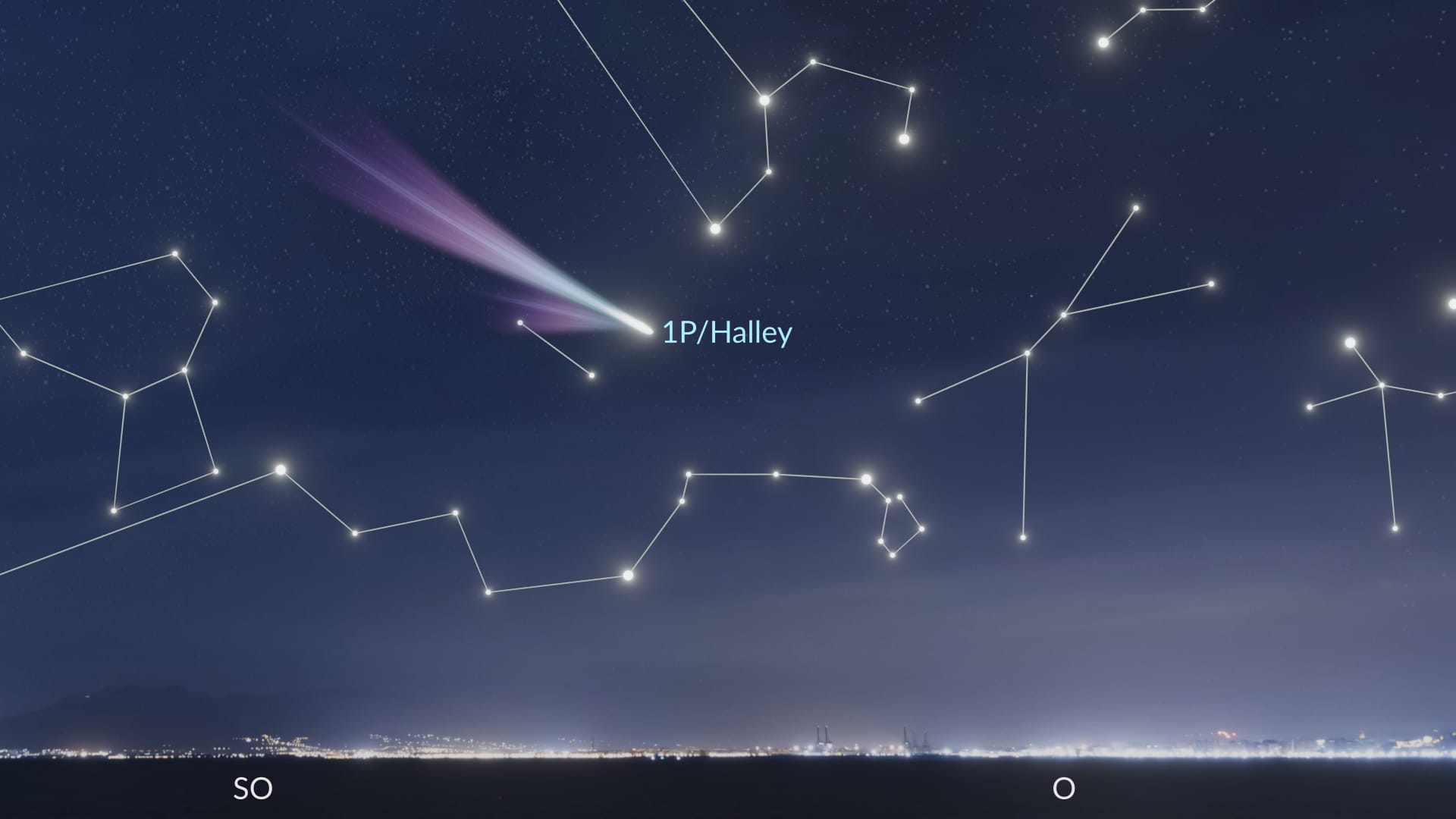 Comet Halley in the sky