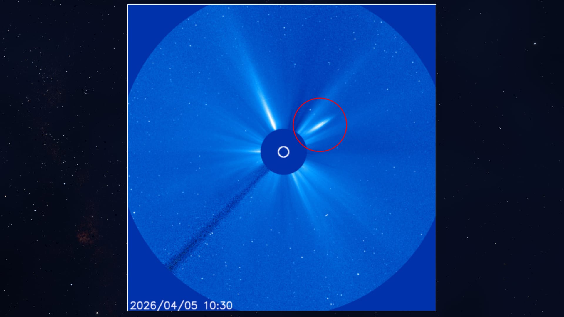 Cometa MAPS dopo la frammentazione: una coda di polvere emerge nelle immagini di SOHO