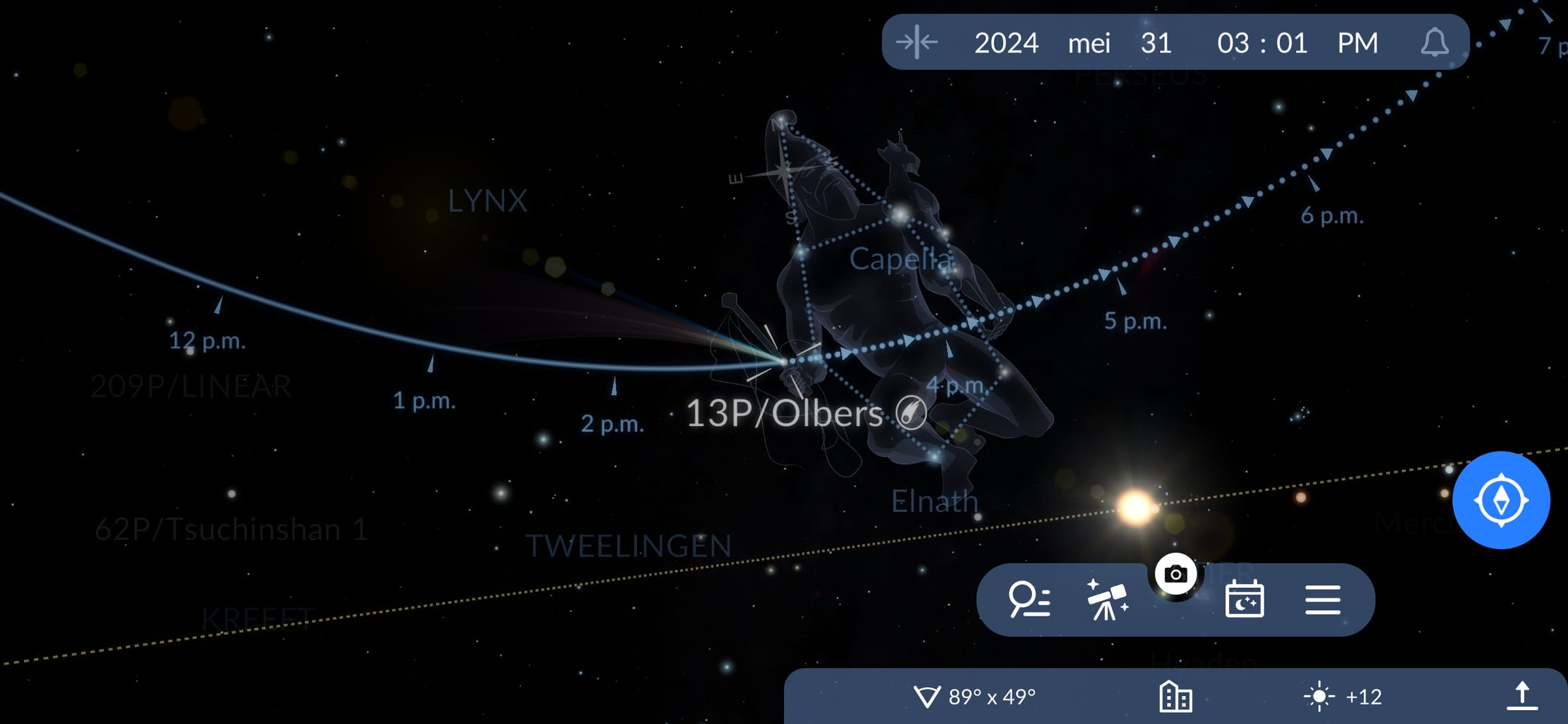 Hoe vind je komeet Olbers aan de hemel