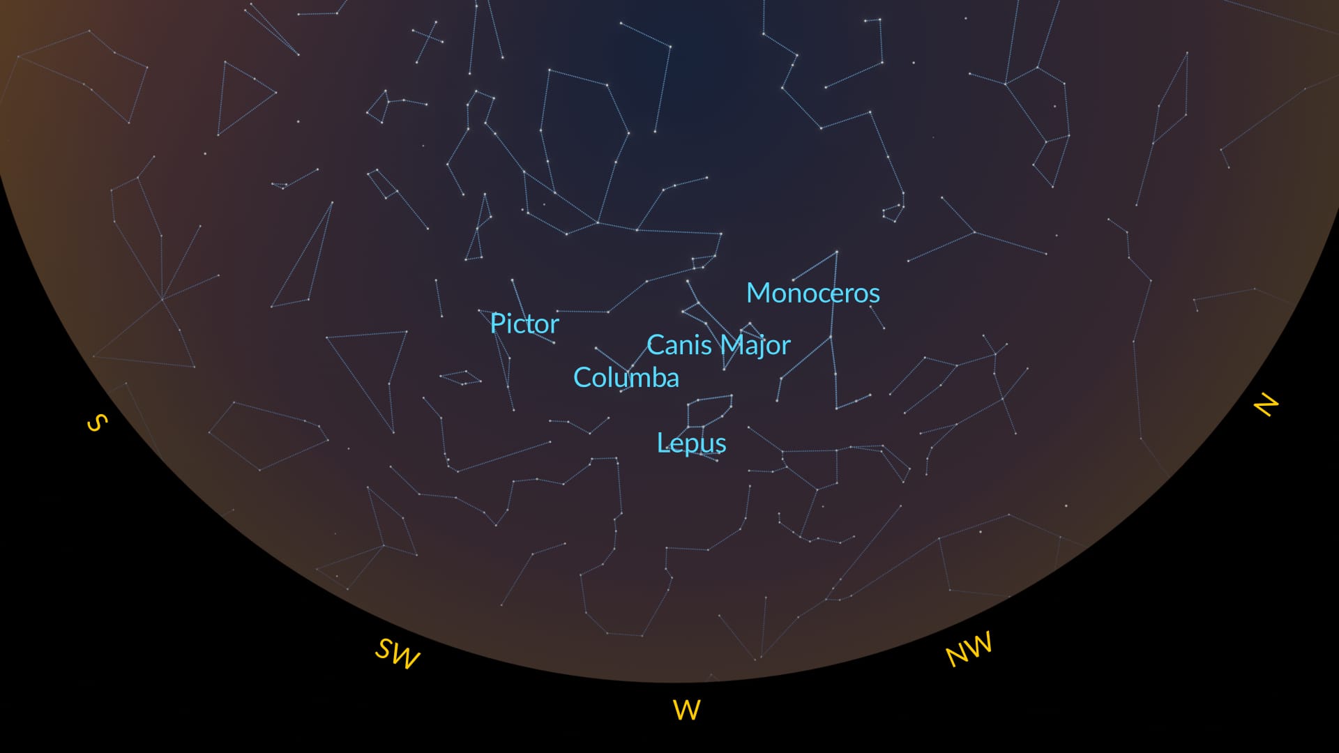 Northern Hemisphere stars and constellations in February