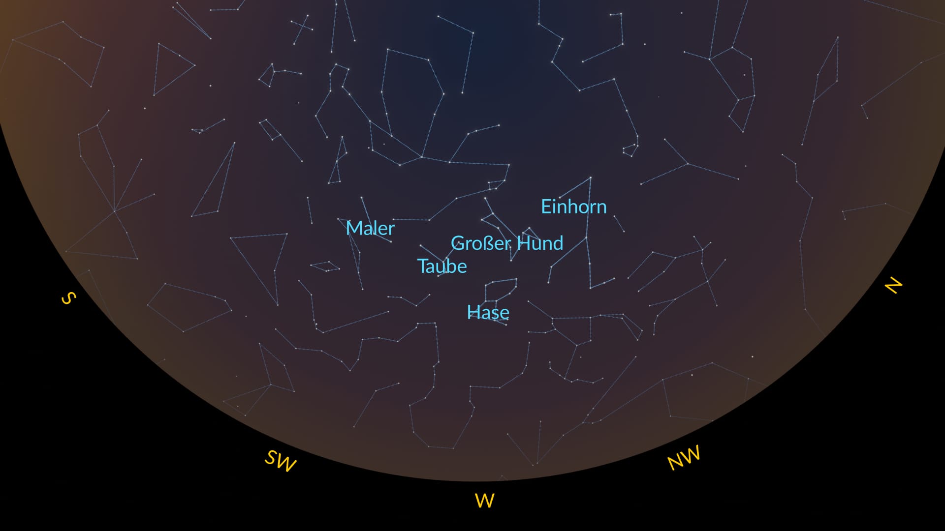 Sterne und Sternbilder der Nordhalbkugel im Februar