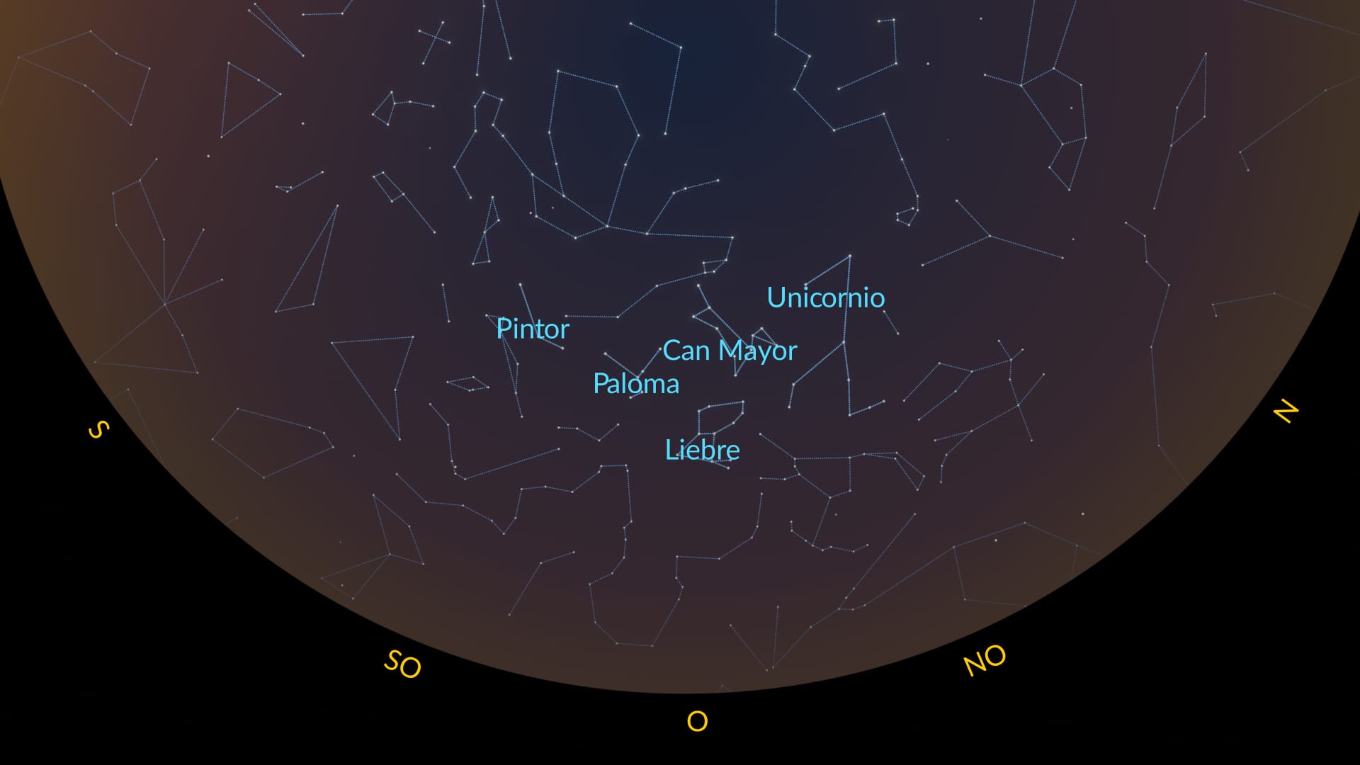 Estrellas y constelaciones del hemisferio norte en febrero