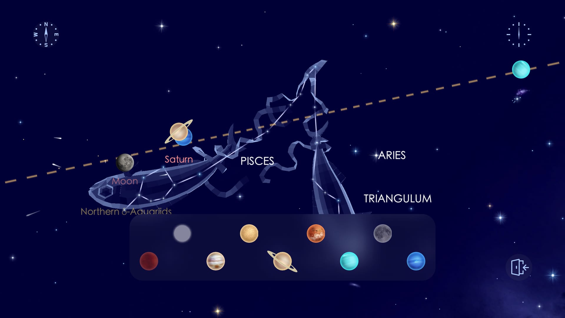 Moon and planets near ecliptic
