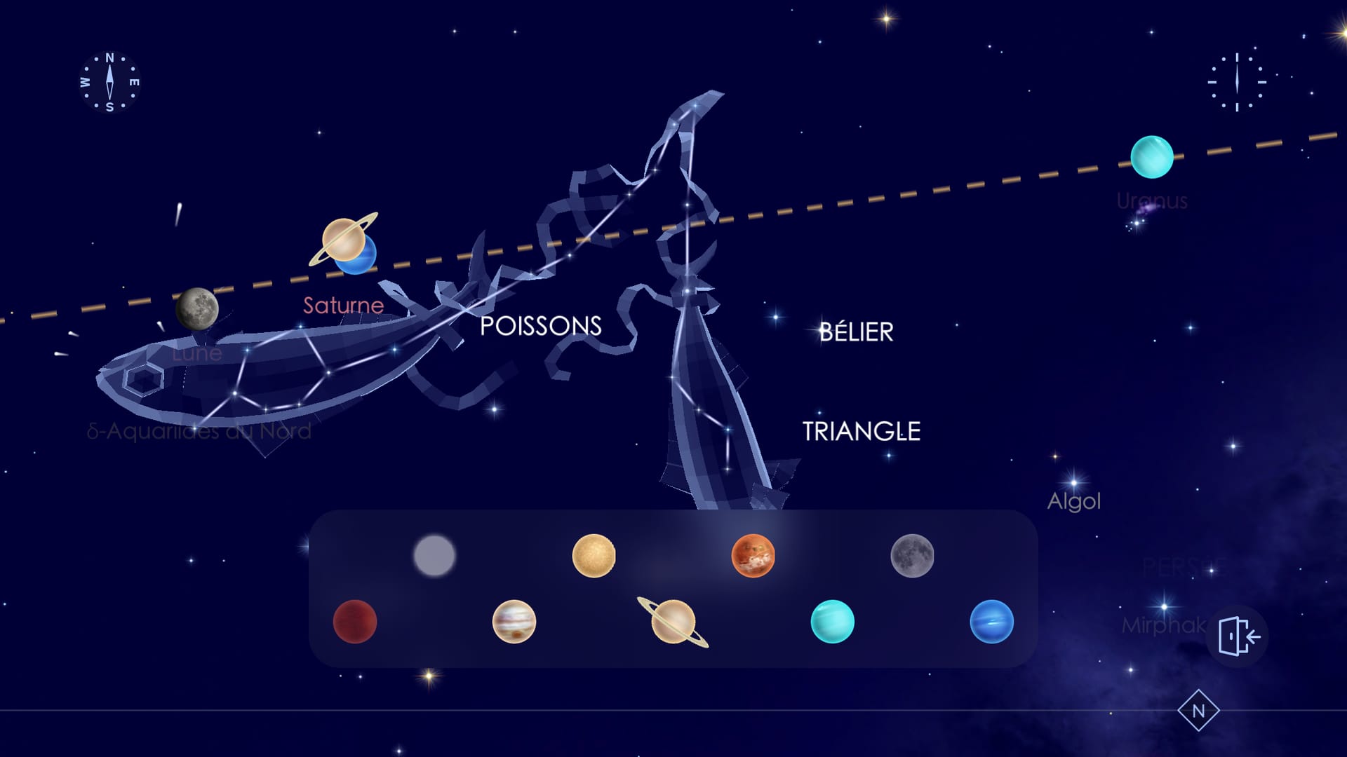 Moon and planets near ecliptic