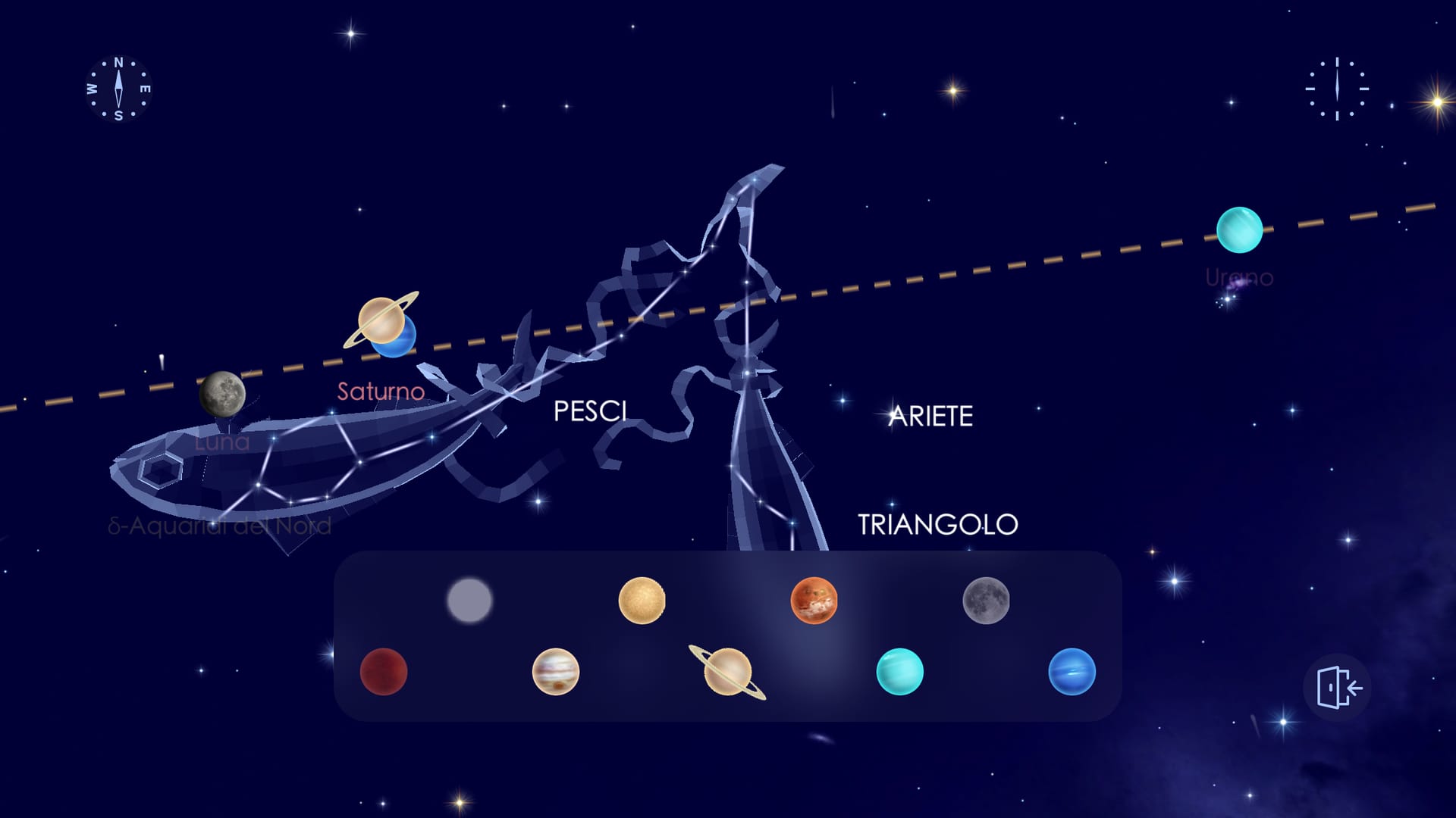 Moon and planets near ecliptic