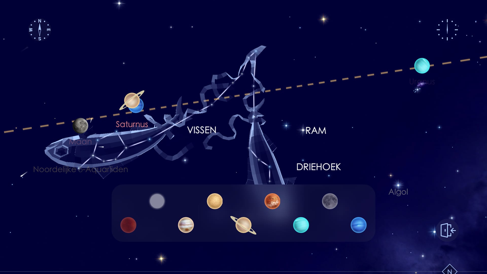Moon and planets near ecliptic