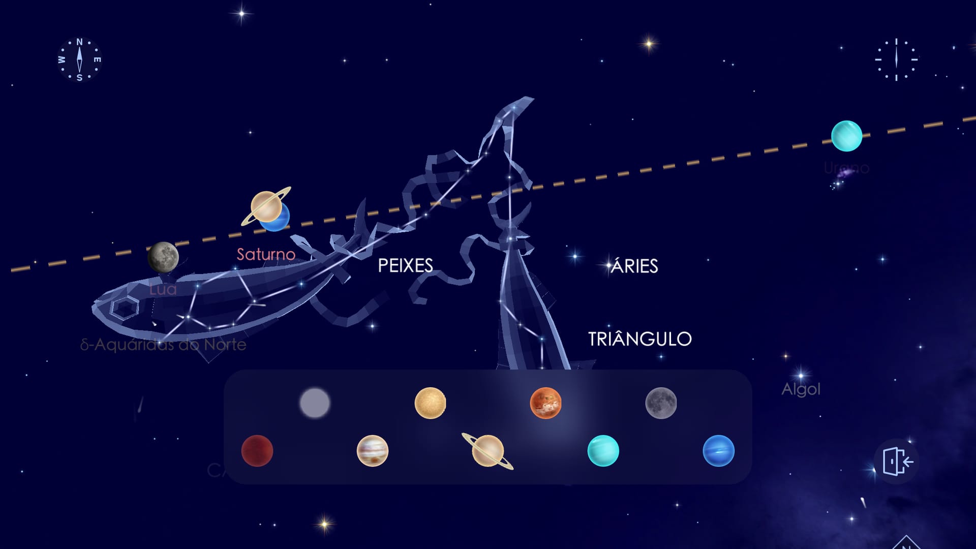 Moon and planets near ecliptic
