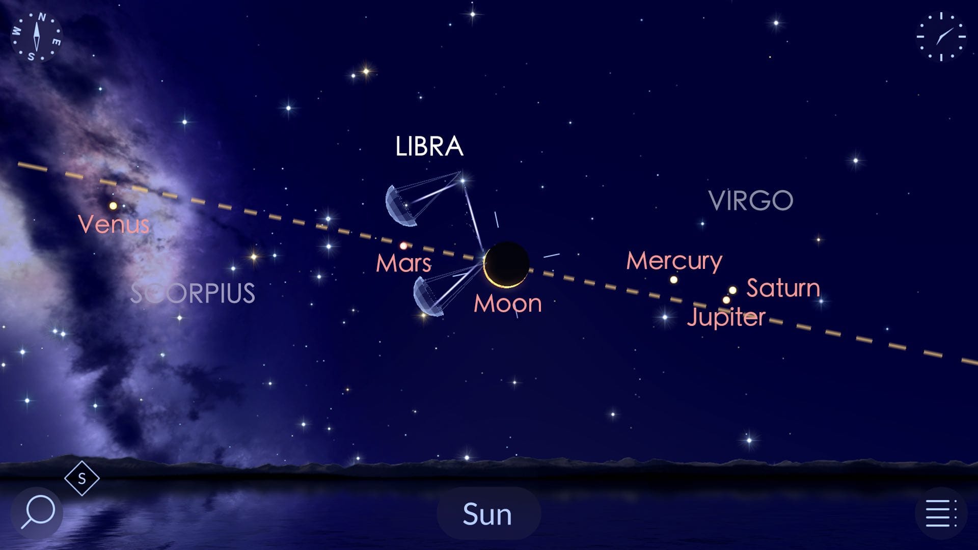 The solar eclipse and planetary alignment on November 4, 2040, in Star Walk 2