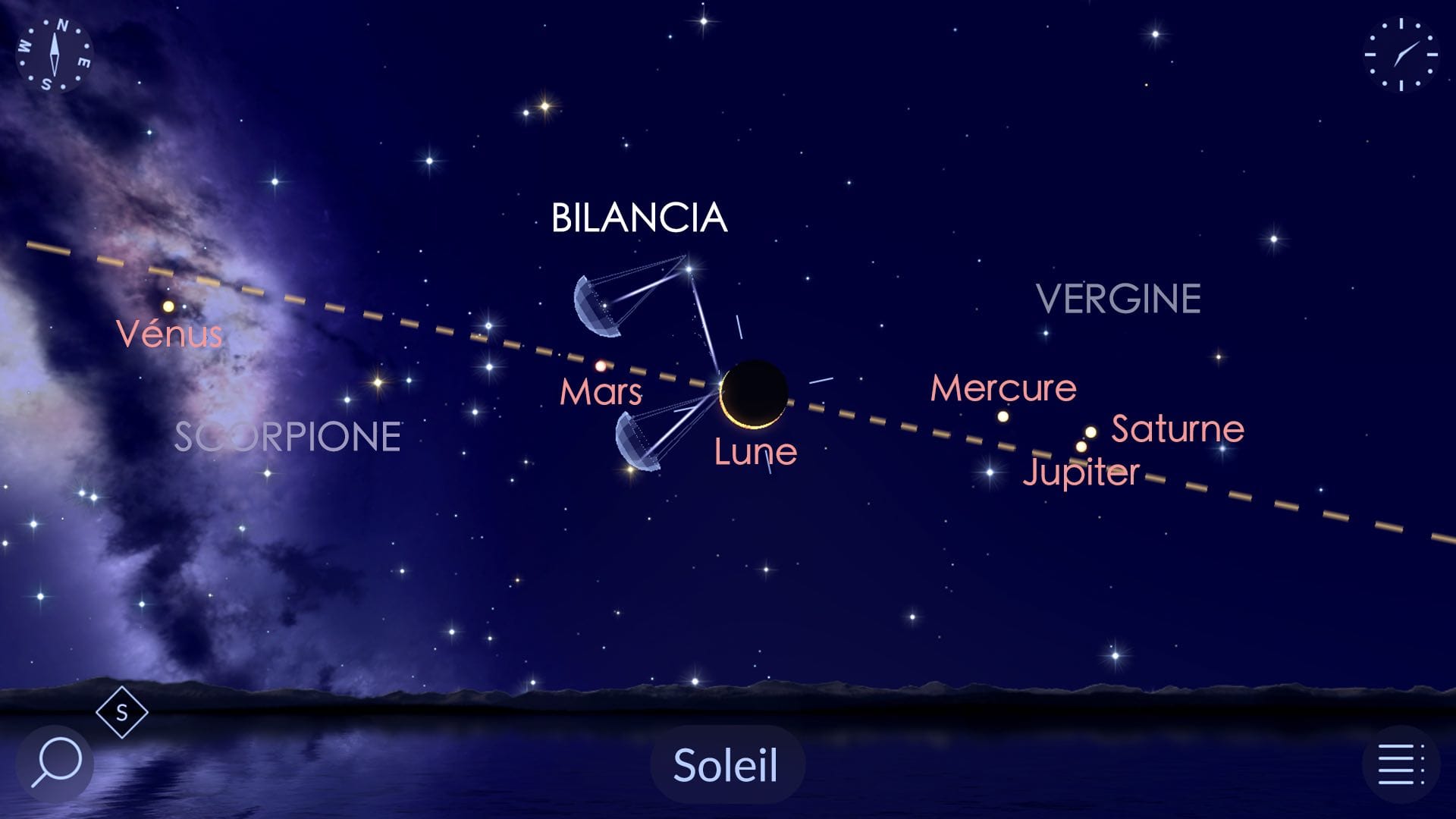 L'éclipse solaire et l'alignement planétaire du 4 novembre 2040, dans Star Walk 2