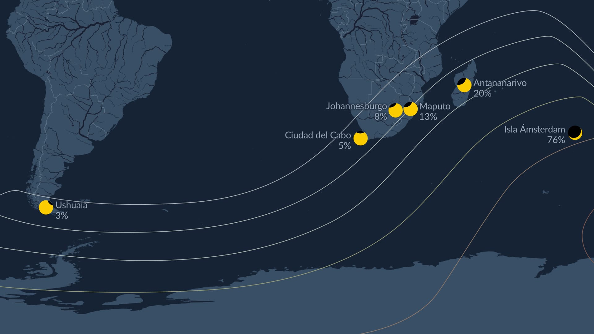 Visibilidad del eclipse solar parcial de febrero de 2026