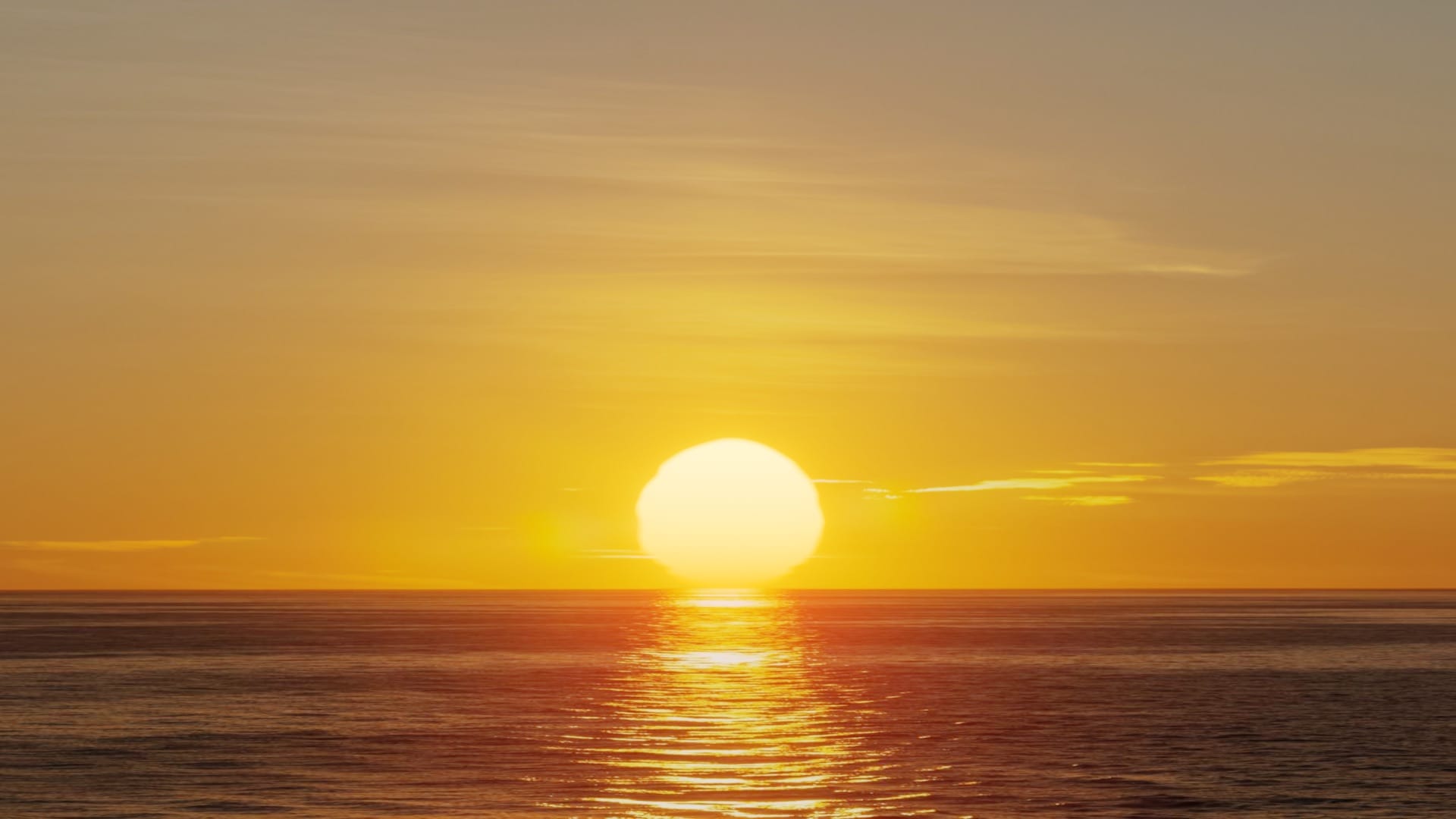 地平線近くで平たく見える太陽