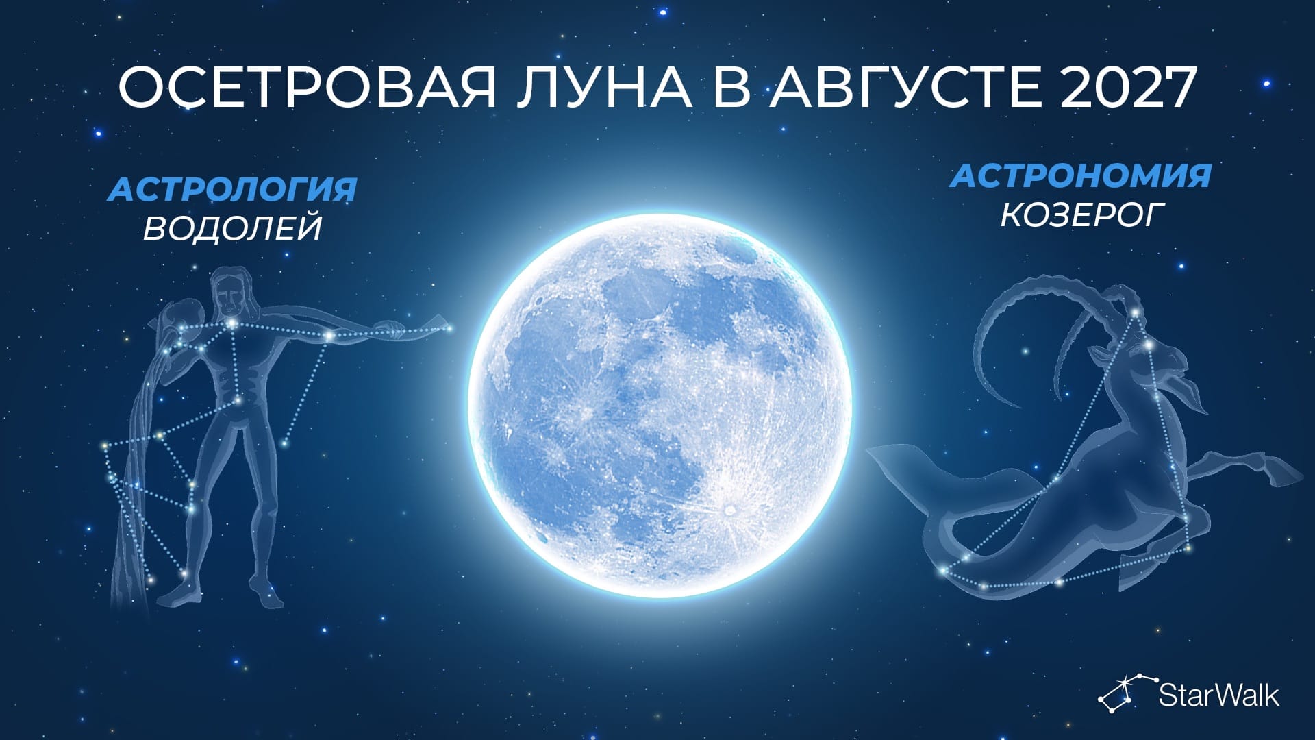 В каком созвездии будет августовское полнолуние в 2027 году?