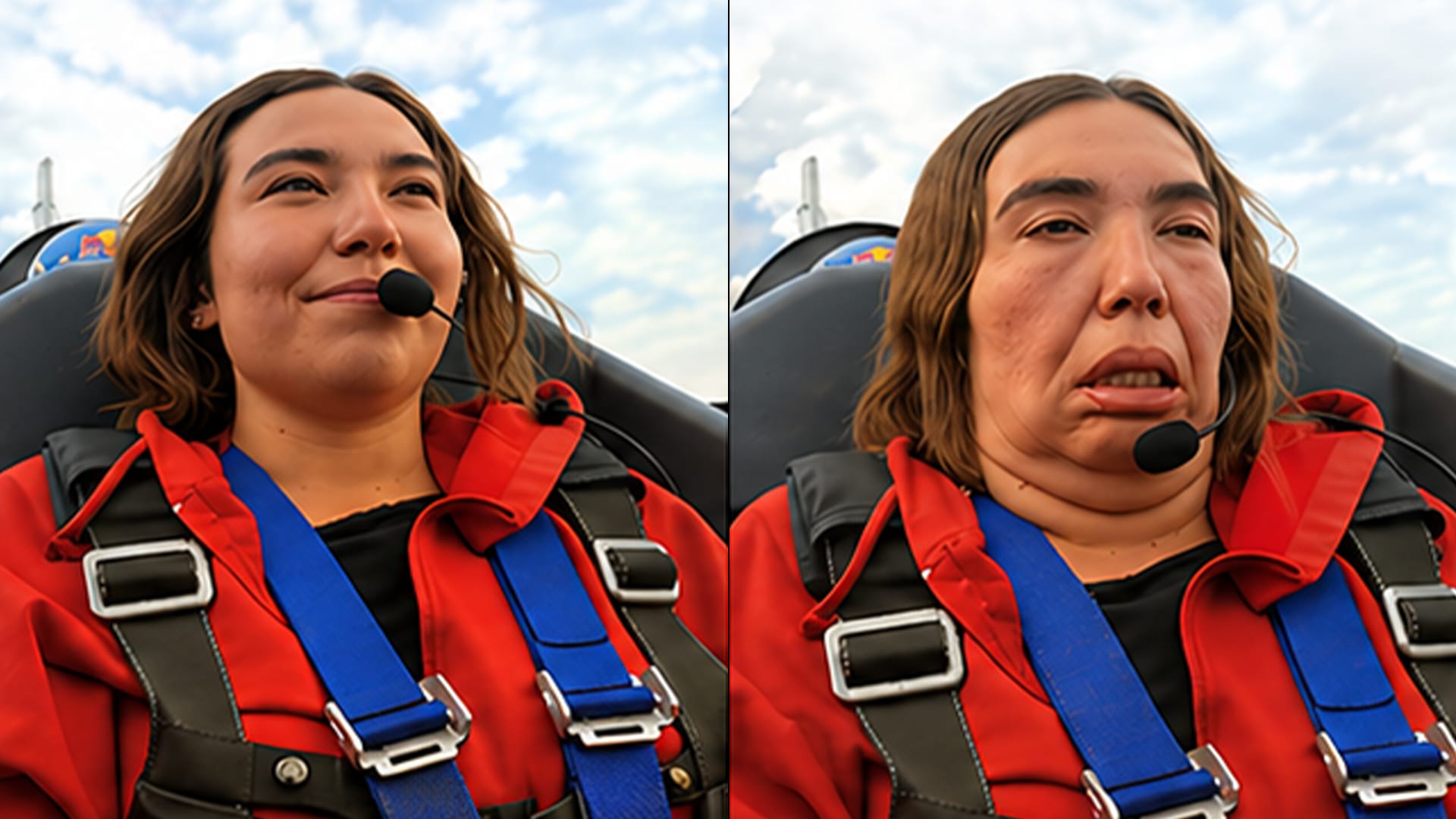 Efecto de las fuerzas G en el rostro humano