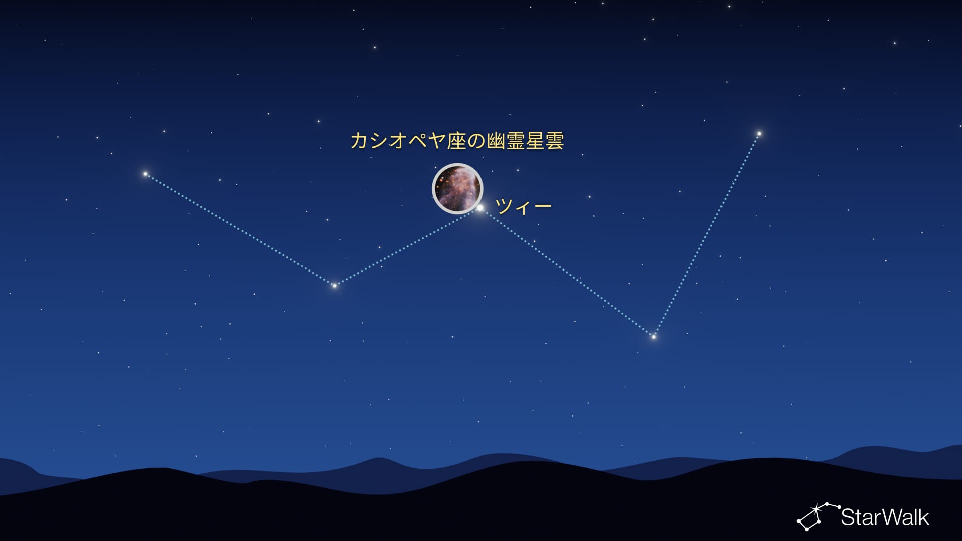 カシオペヤの幽霊星雲の見つけ方