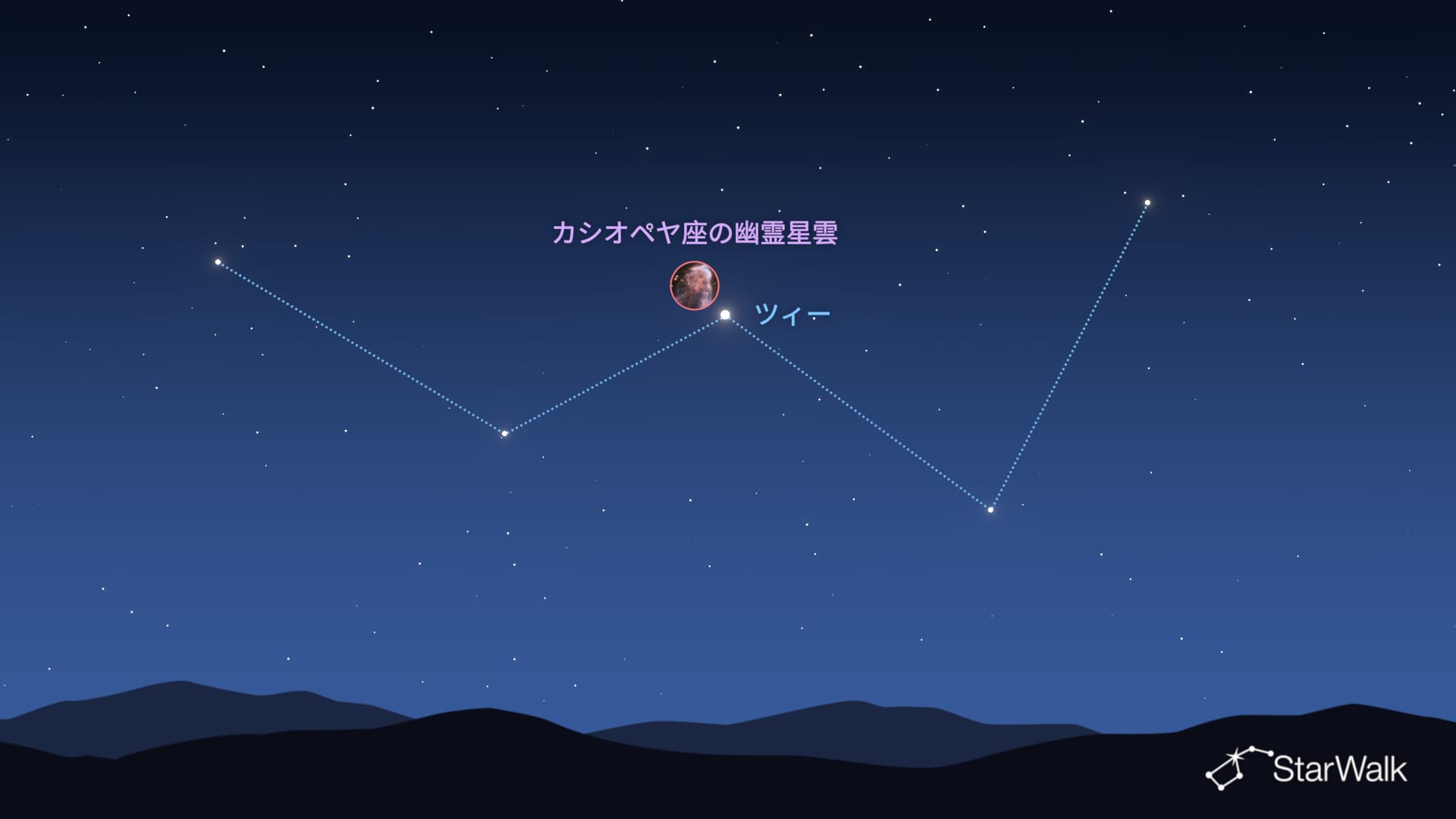 カシオペヤの幽霊星雲の見つけ方