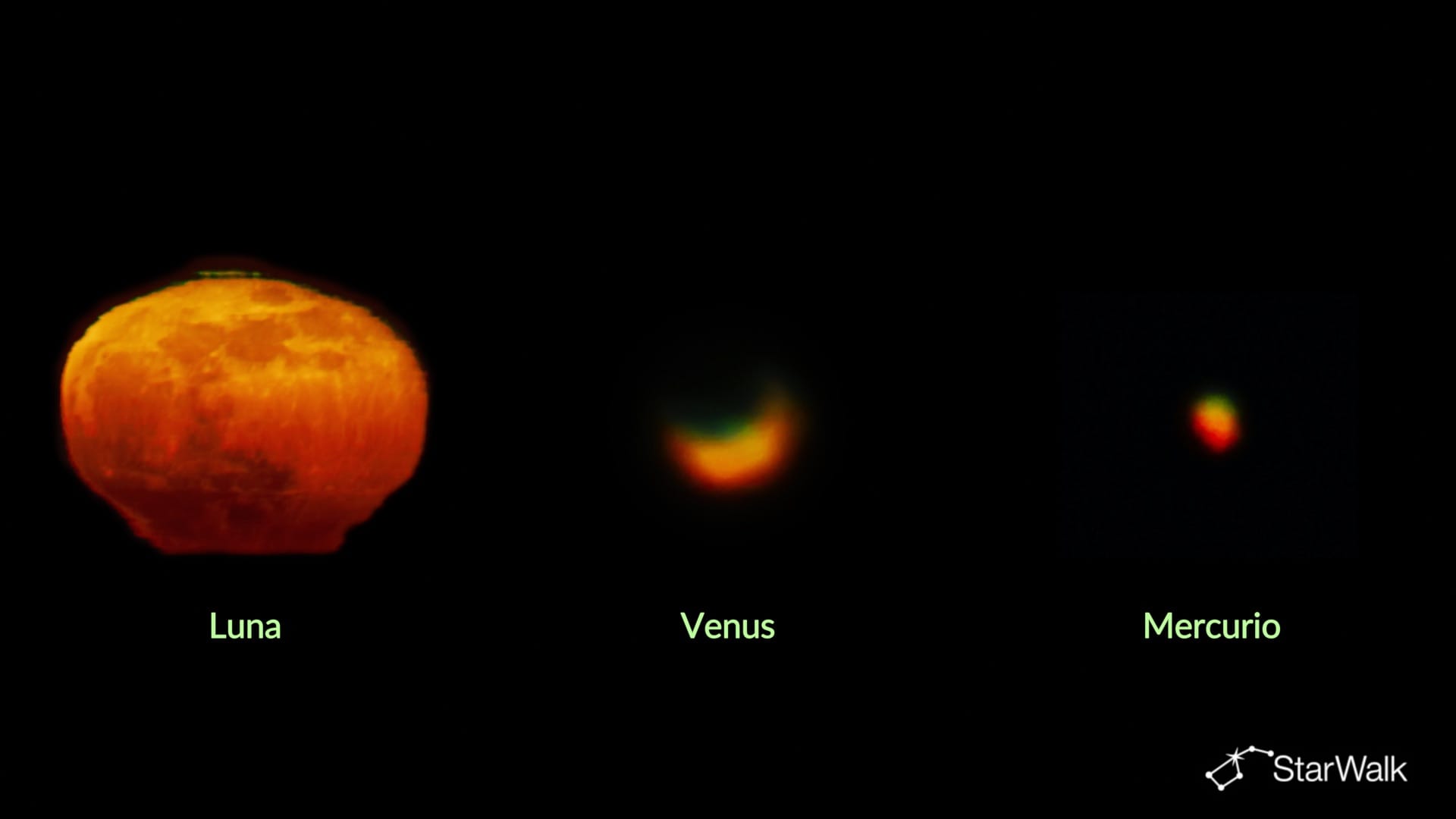Rayos verdes en la Luna, Venus y Mercurio