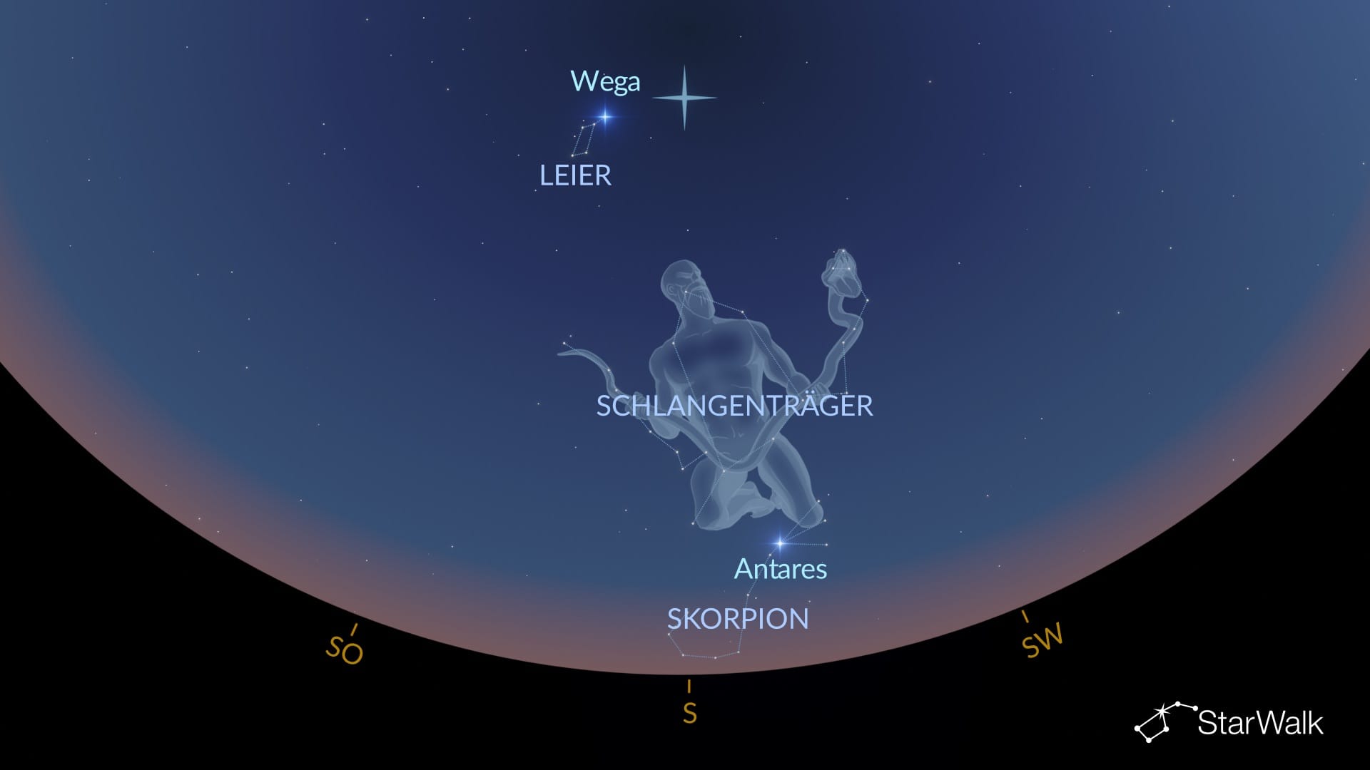 So finden Sie den Schlangenträger auf der Nordhalbkugel