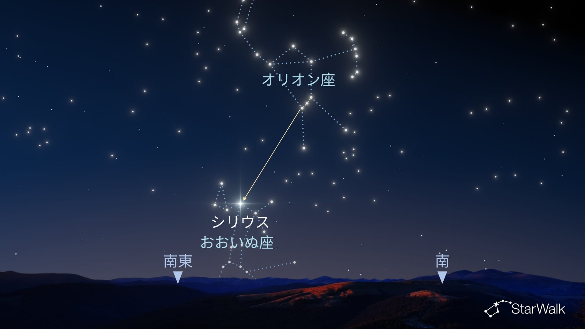 北半球でのシリウスの探し方