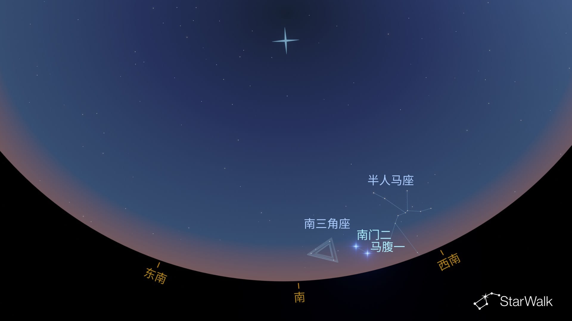 如何在北半球寻找南三角座