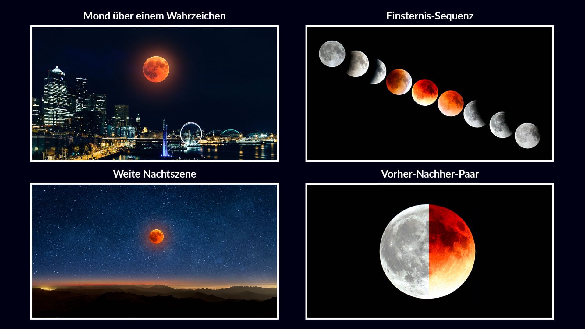 Kreative Ideen für Fotos einer Mondfinsternis