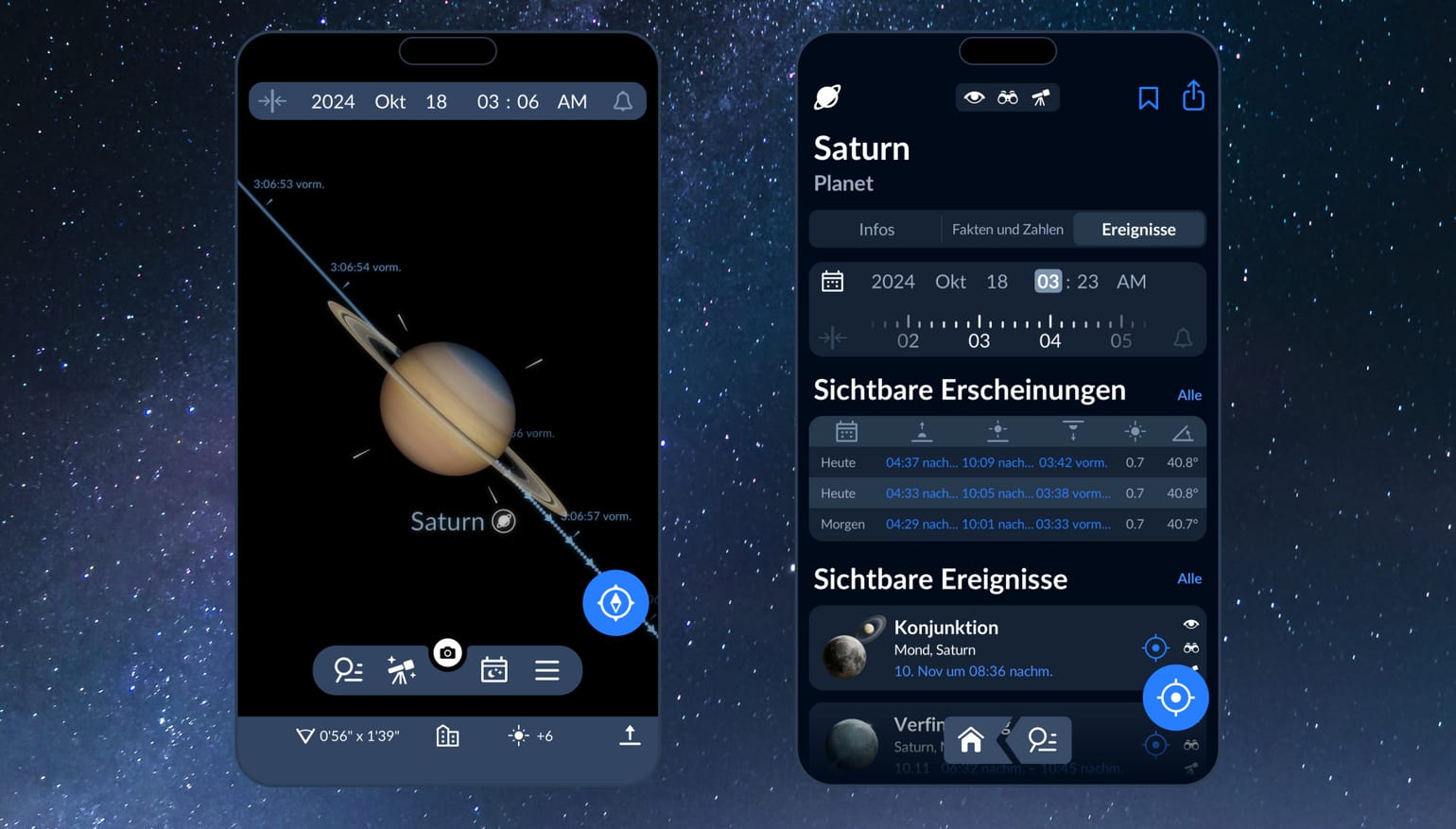 Saturn heute Nacht