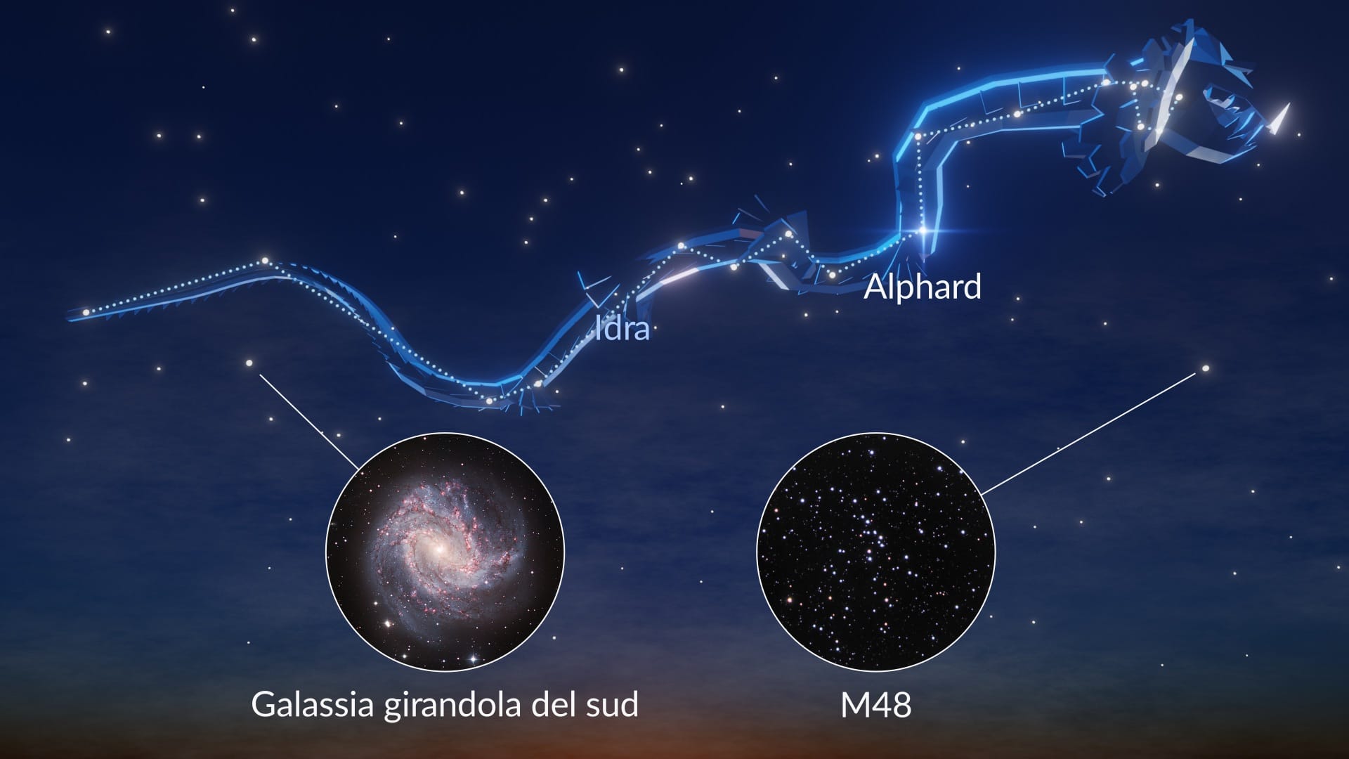 Costellazione dell’Idra: le stelle più luminose e gli oggetti del profondo cielo più notevoli
