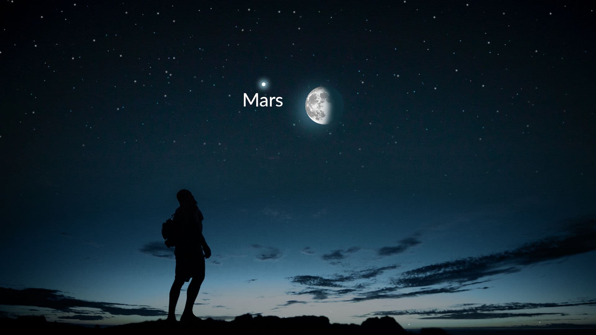 Maan en Mars van schemering tot zonsopgang (en zelfs meer)