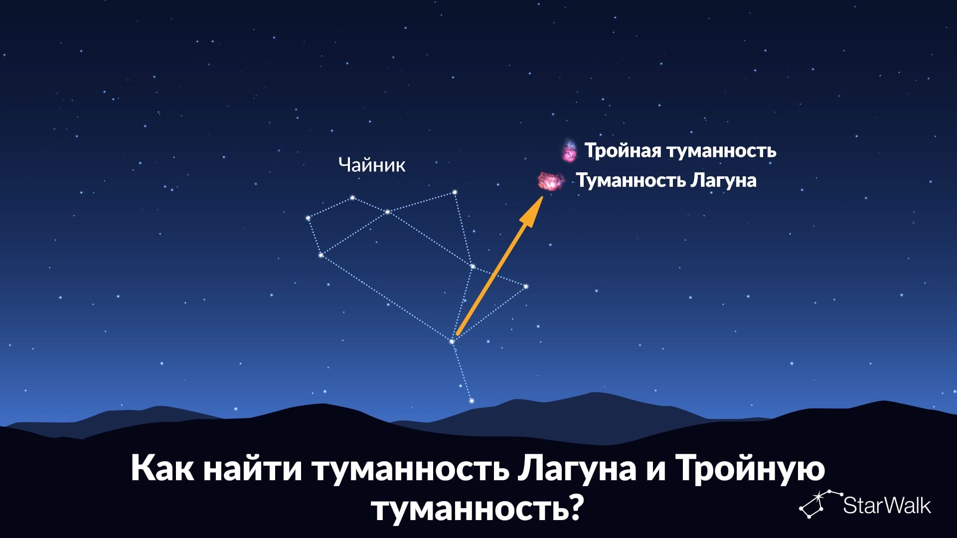 Как найти туманность Лагуна и Тройную туманность