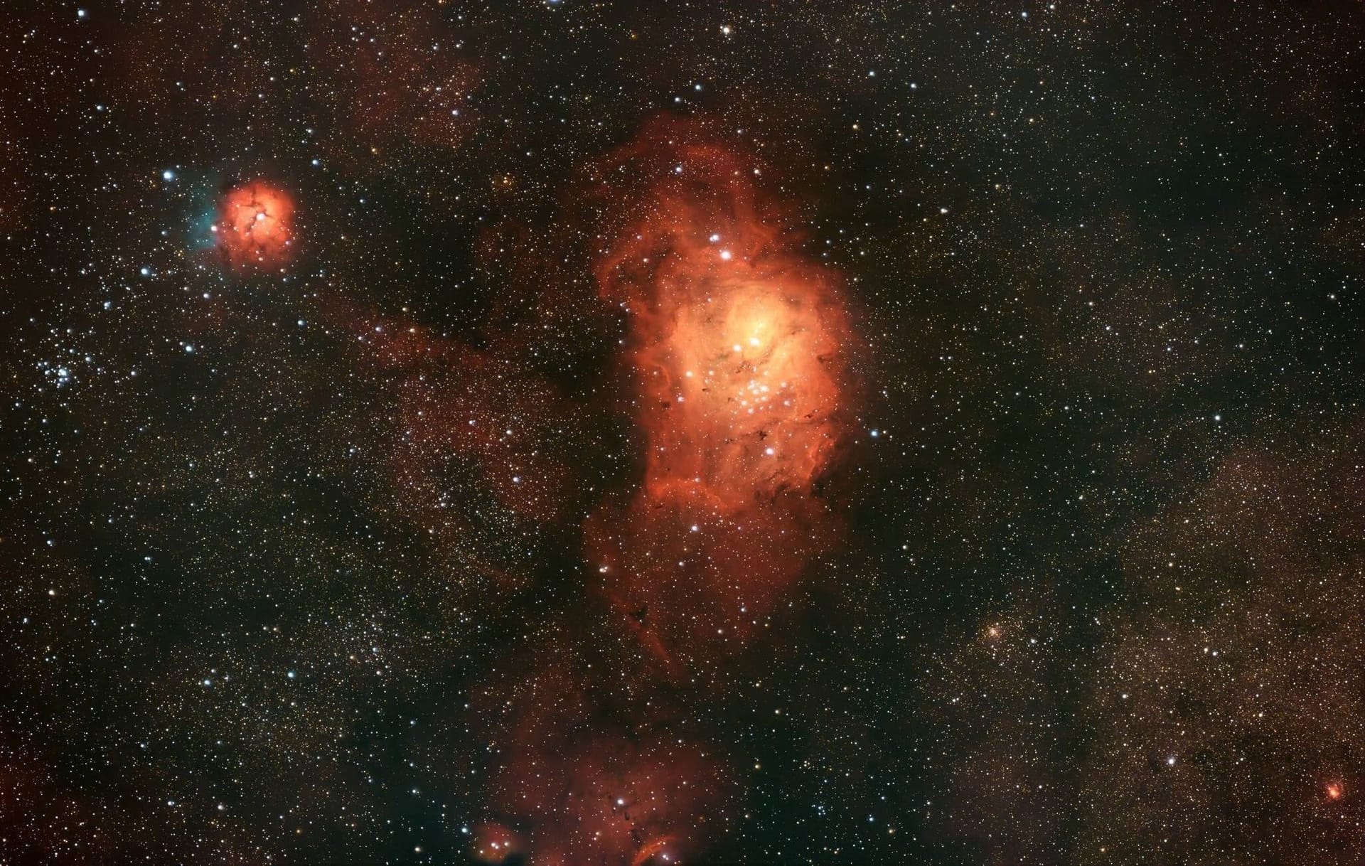Seestar S30 Pro拍摄的礁湖星云和三裂星云