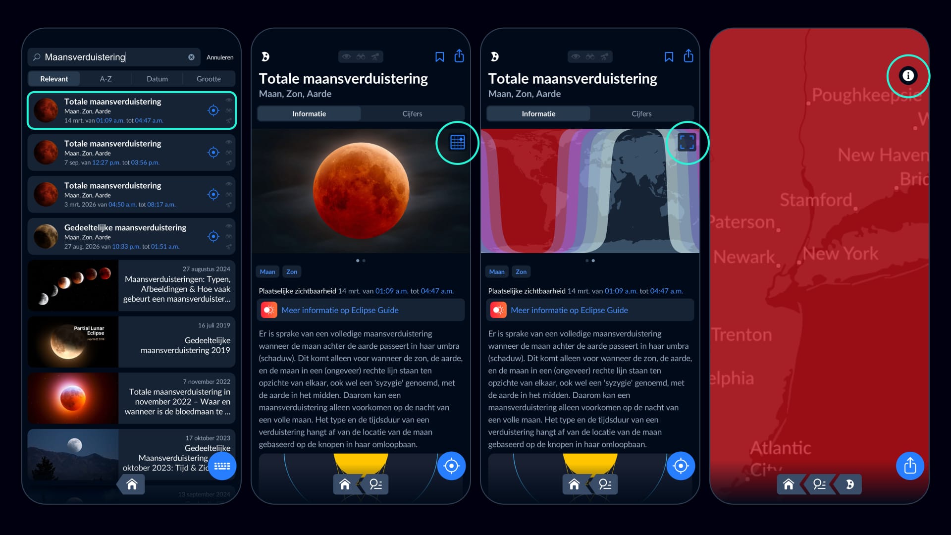 Lunar eclipse map in Sky Tonight (March 2025)