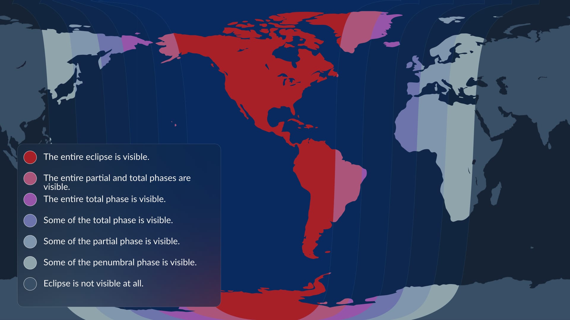 March 2025 lunar eclipse visibility map