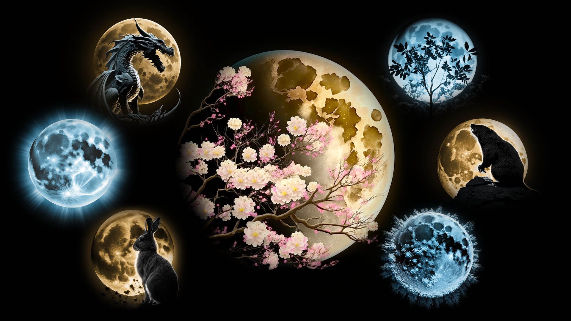 異なる文化圏の5月の満月