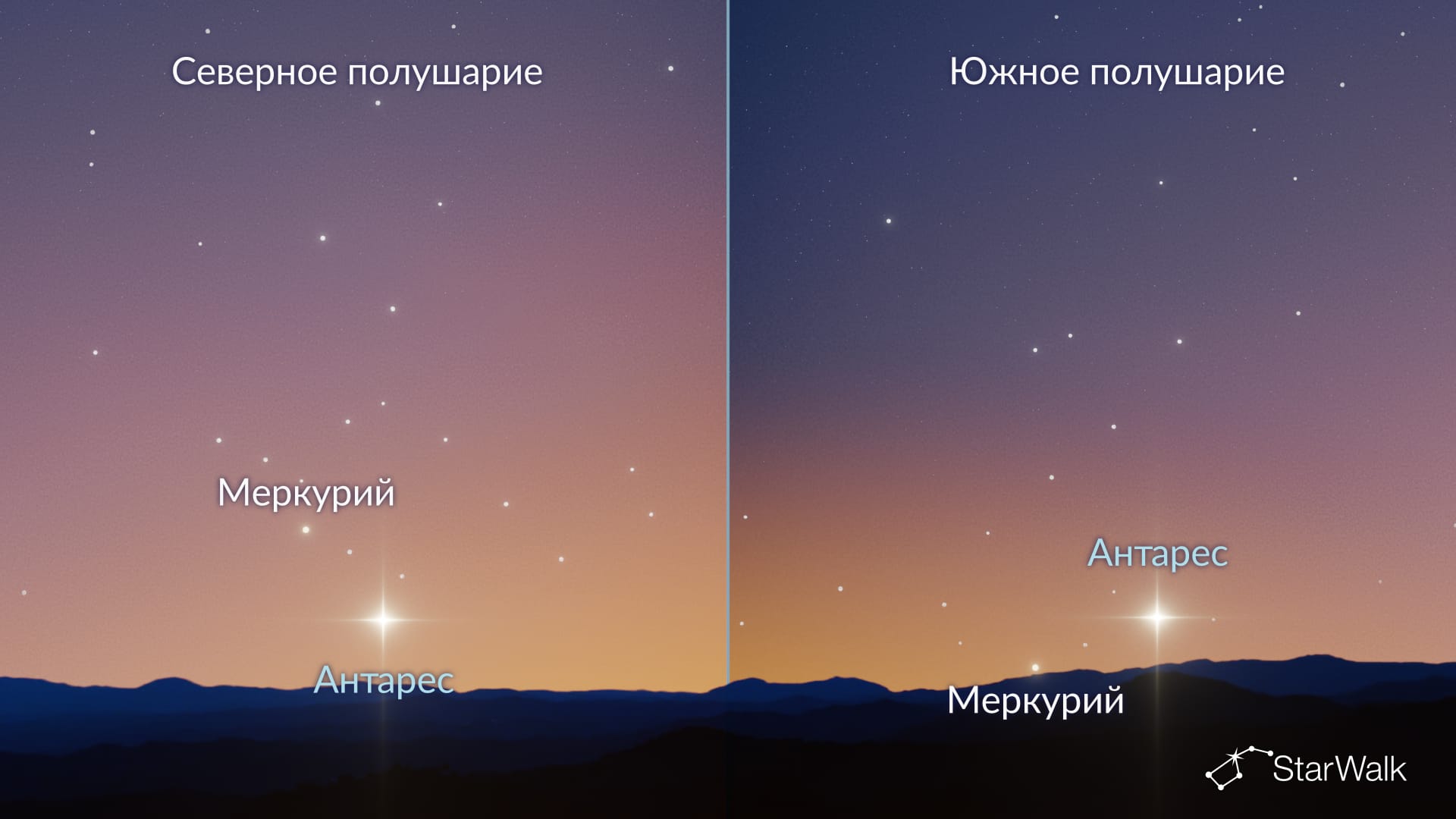 Антарес и Меркурий 12 декабря