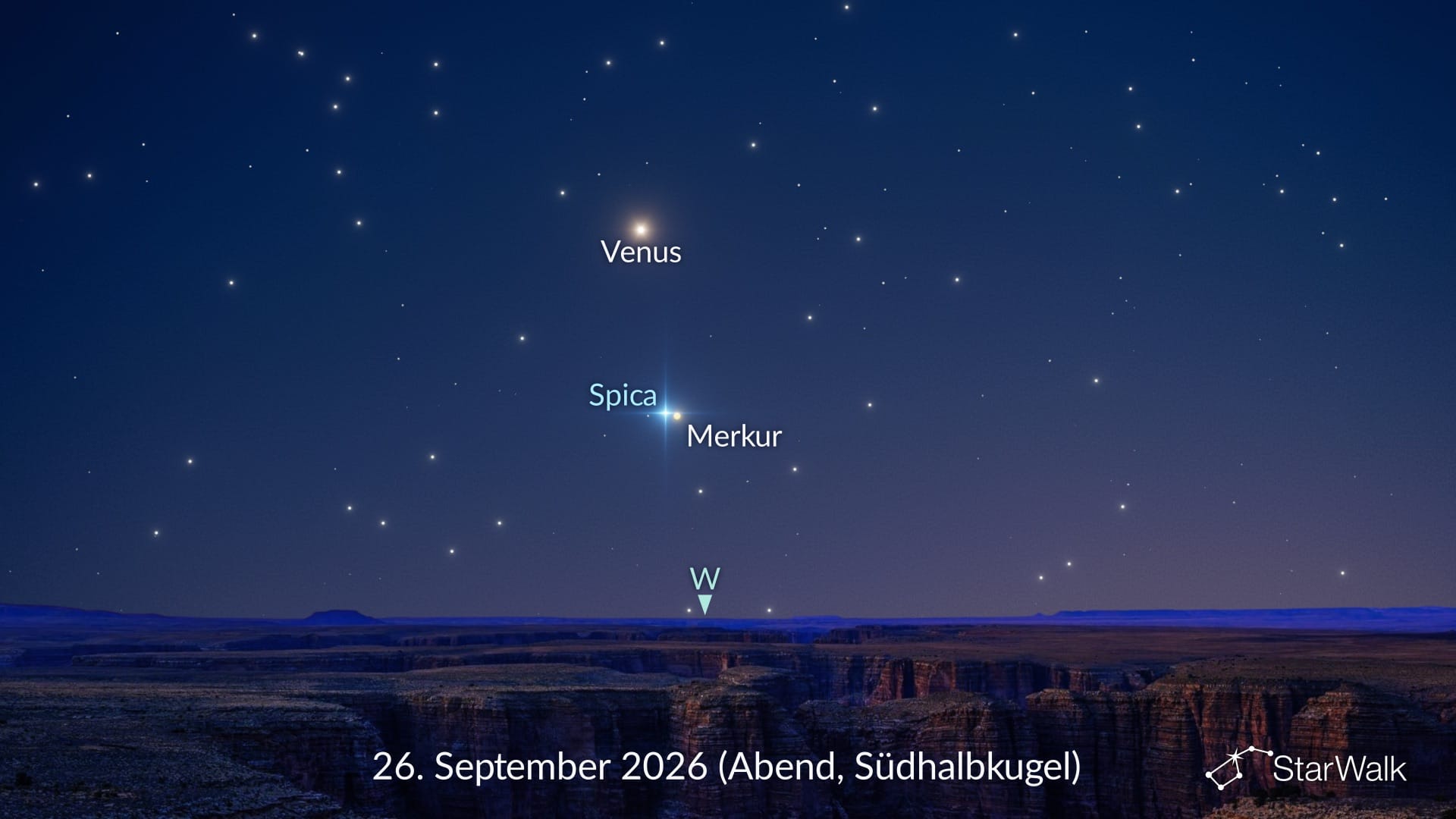 Merkur nahe Spica am 26. September 2026