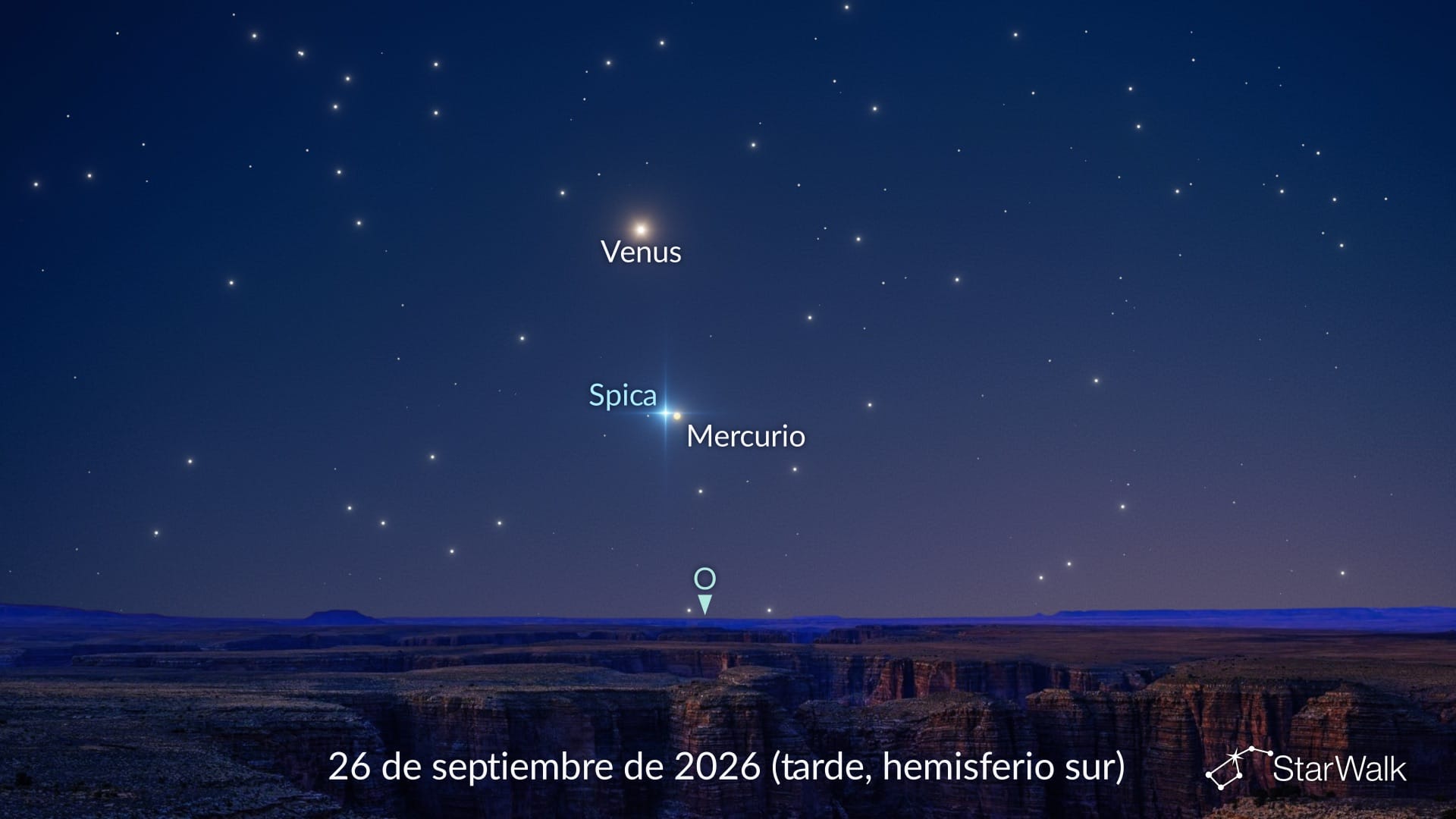 Mercurio cerca de Espiga el 26 de septiembre de 2026