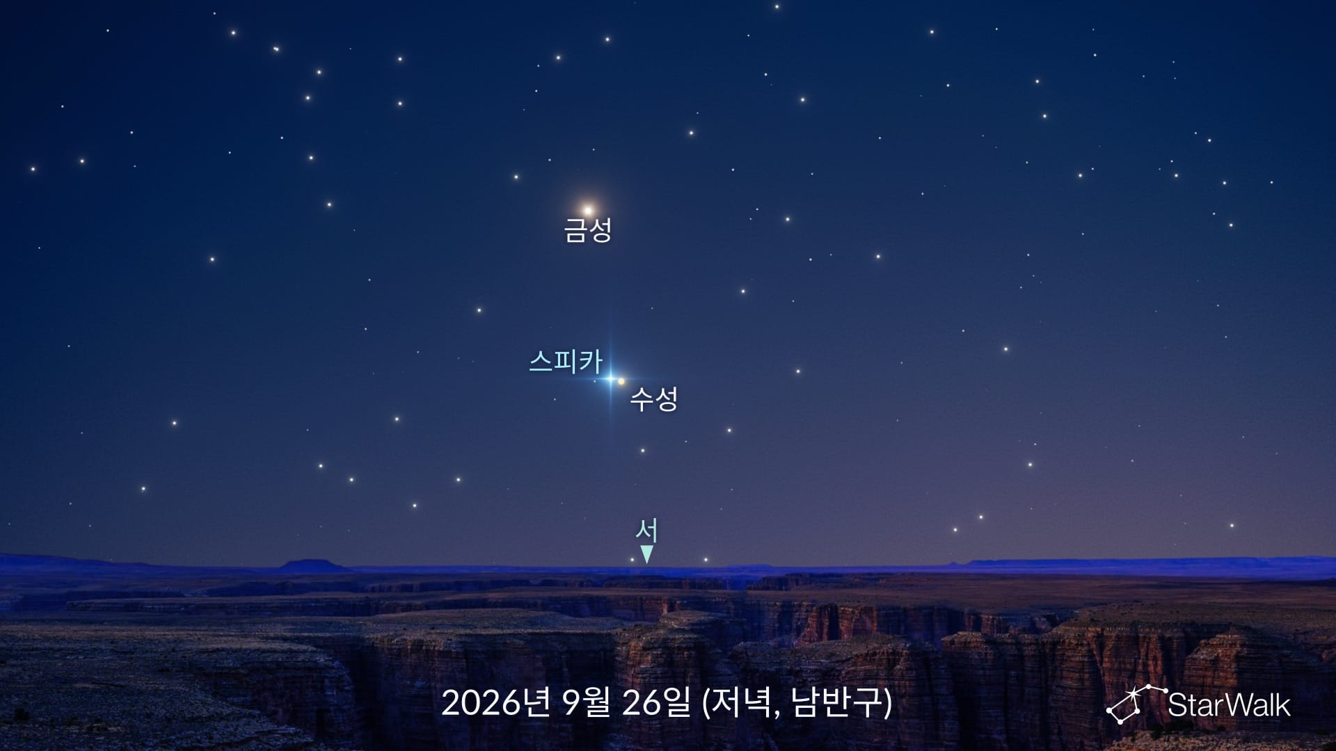 2026년 9월 26일 수성과 스피카의 근접
